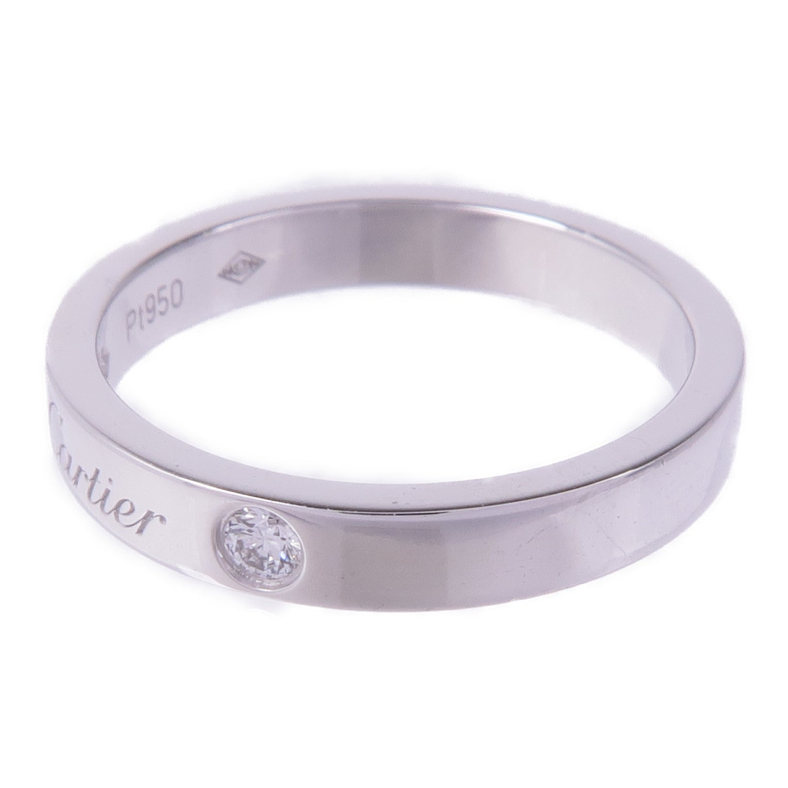 CARTIER 【激減優惠】PT950鉑金C de Cartier Wedding Ring鑽石戒指Cartier#51/US#5.5