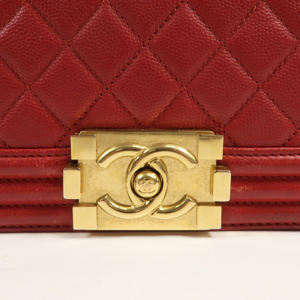 CHANEL 牛皮皮革Boy 25金扣鏈帶肩背袋