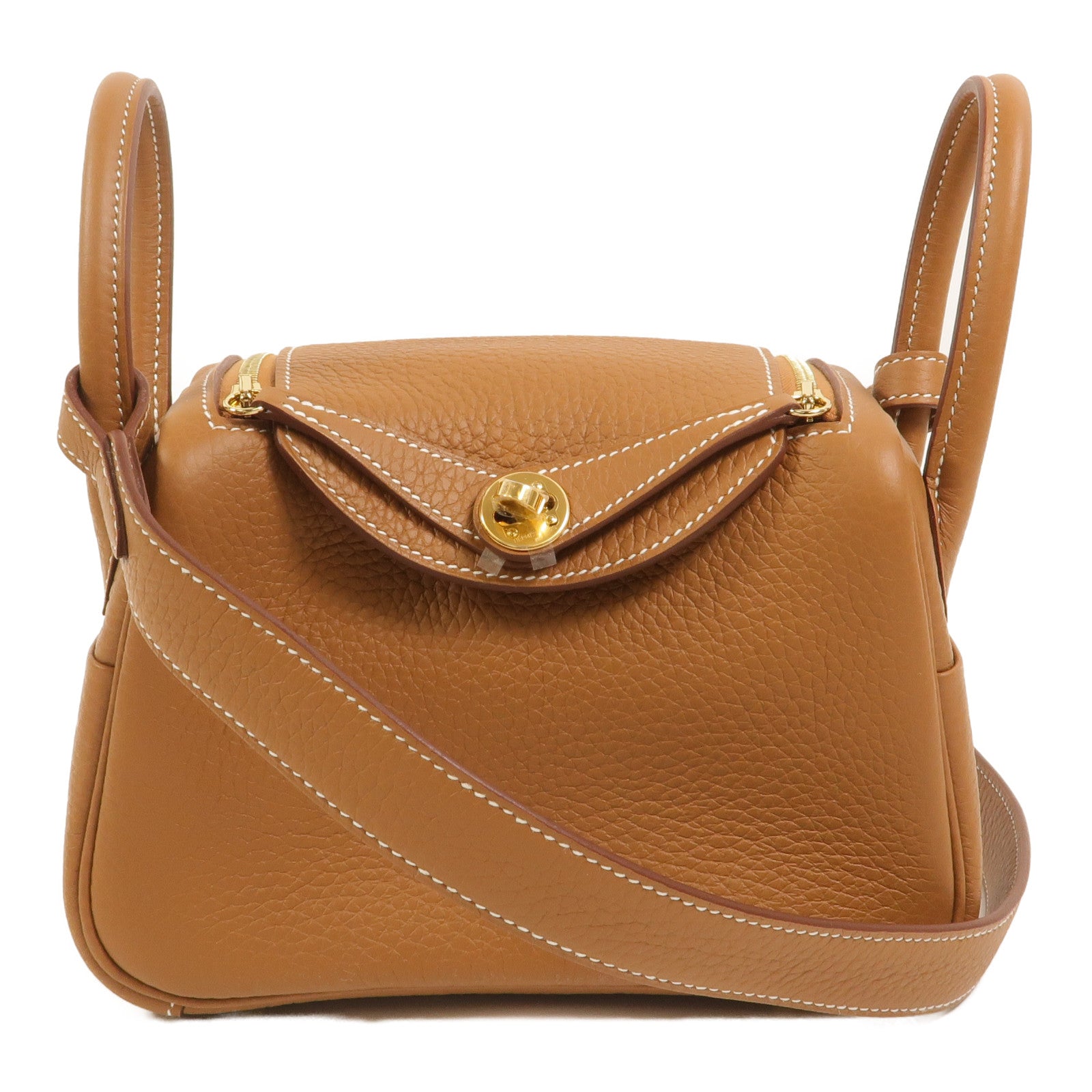 HERMES Clemence皮革Mini Lindy金扣手挽肩背兩用袋