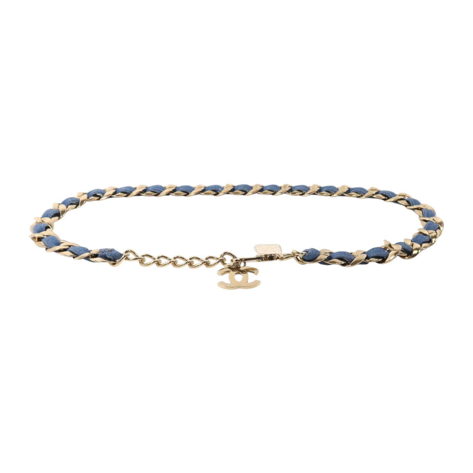 CHANEL 金屬/牛仔布Chain Belt金扣腰帶