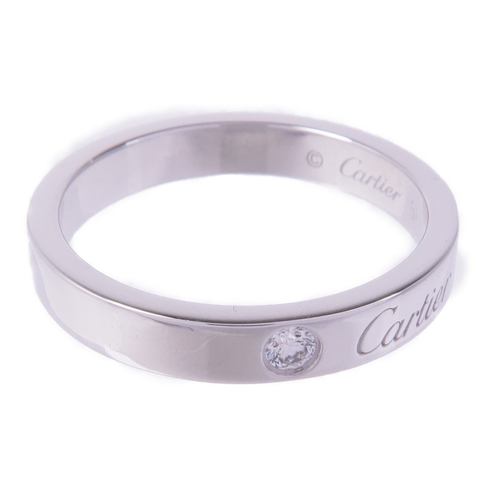 CARTIER 【激減優惠】PT950鉑金C de Cartier Wedding Ring鑽石戒指Cartier#51/US#5.5