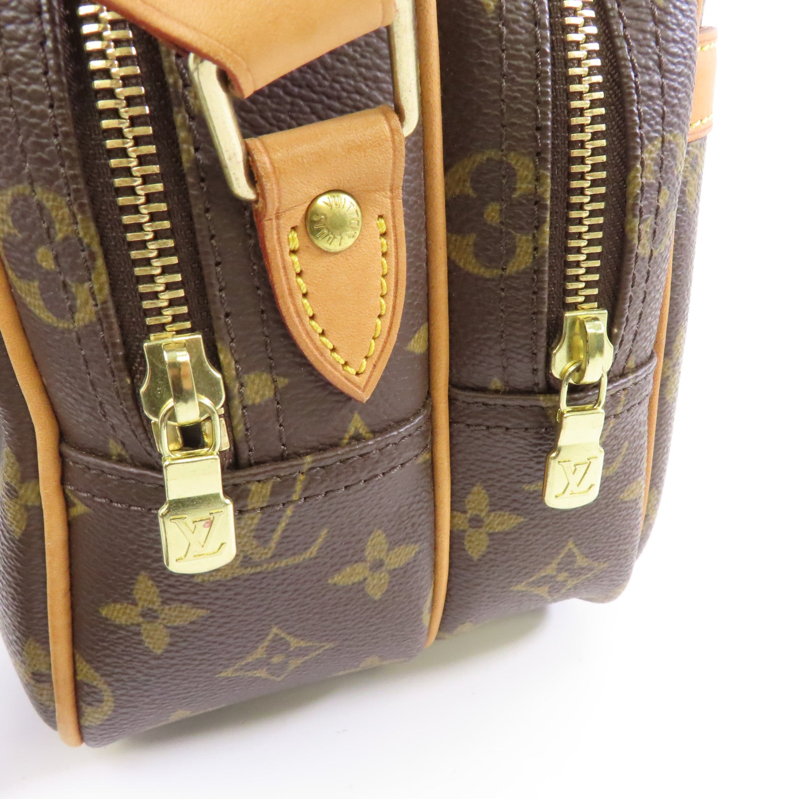 LOUIS VUITTON Monogram Reporter PM金扣肩背袋棕色