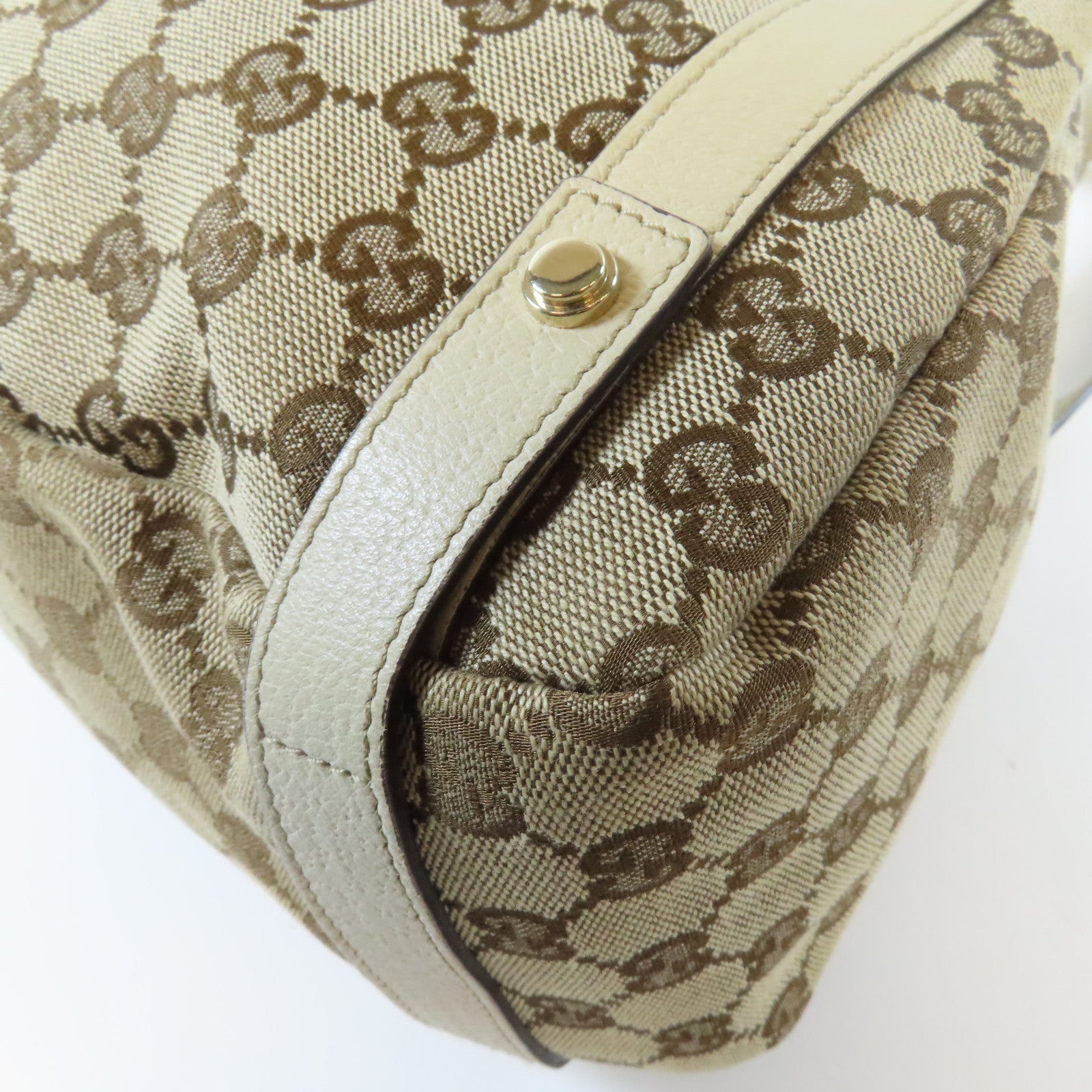 GUCCI 【激減優惠】帆布Abbey Shoulder Bag金扣肩背袋米色