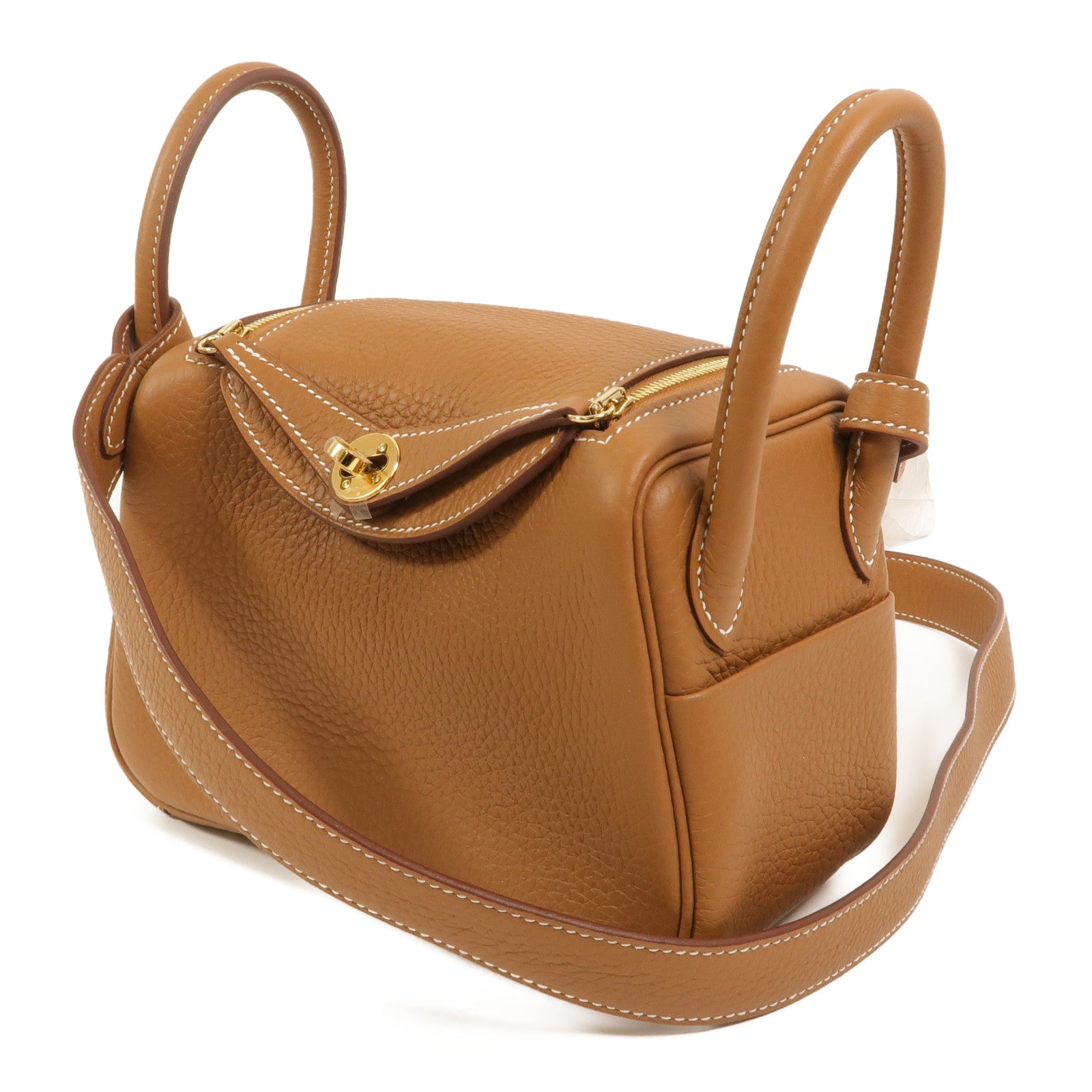 HERMES Clemence皮革Mini Lindy金扣手挽肩背兩用袋