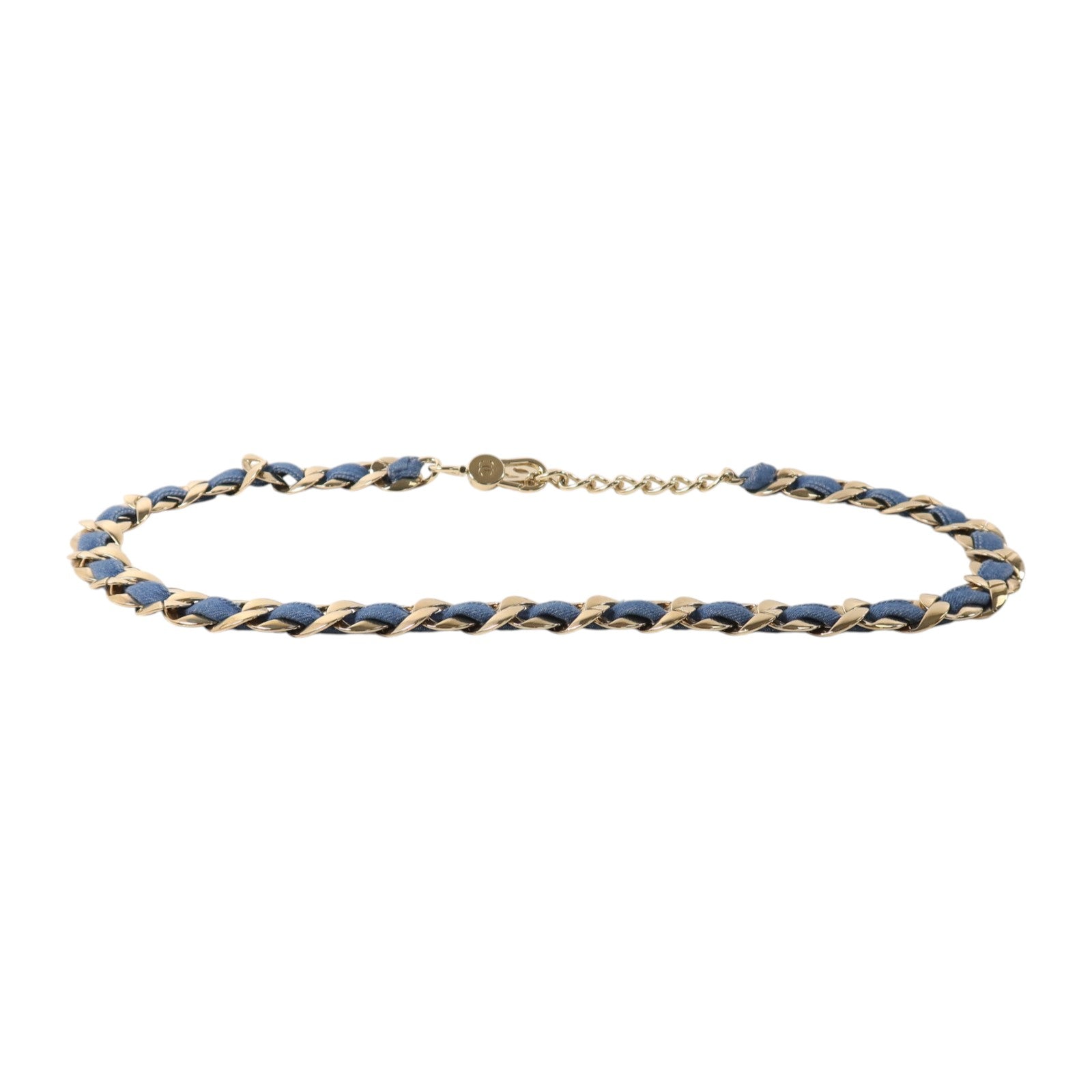 CHANEL 金屬/牛仔布Chain Belt金扣腰帶