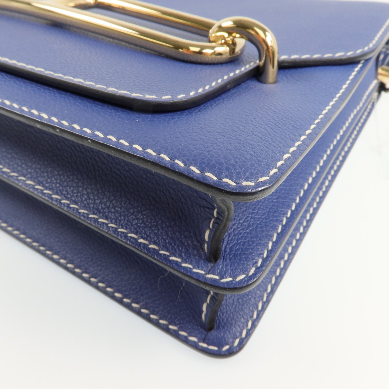 HERMES Evercolor皮革Roulis 23金扣肩背袋Bleu Brighton