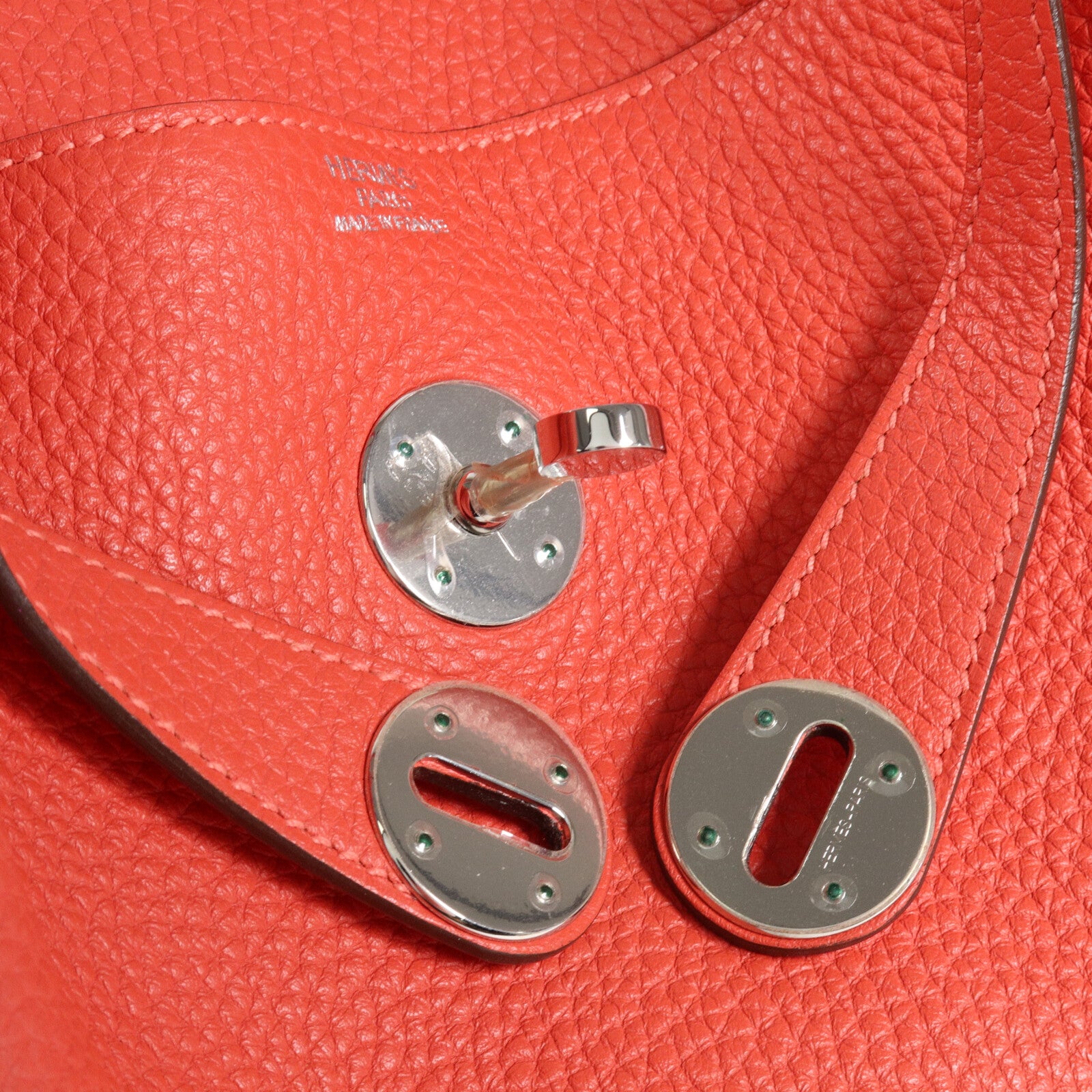 HERMES Clemence皮革Lindy 30手挽肩背兩用袋Rouge Pivoine