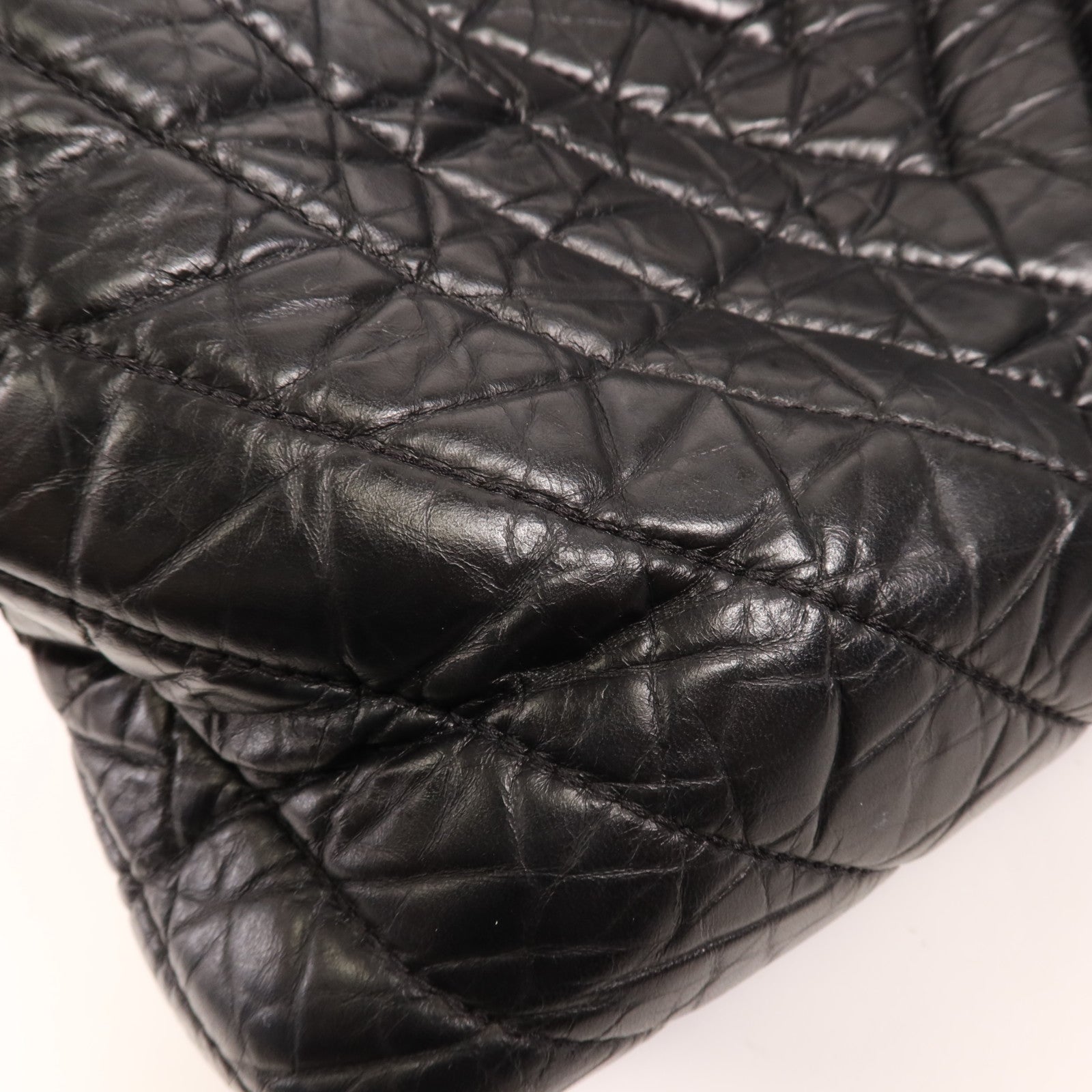 CHANEL 牛皮皮革Tote Bag銀扣肩背袋