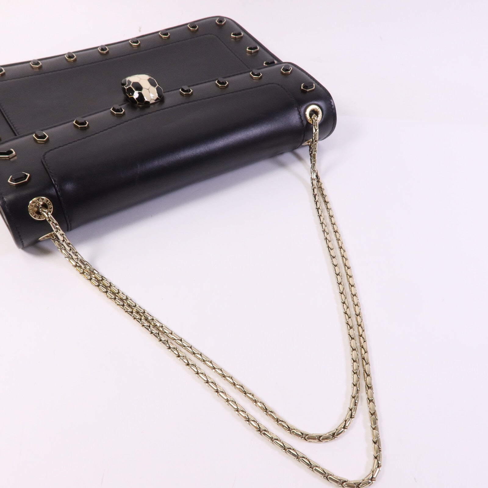 BVLGARI 牛皮皮革Serpenti Forever金扣鏈帶肩背袋