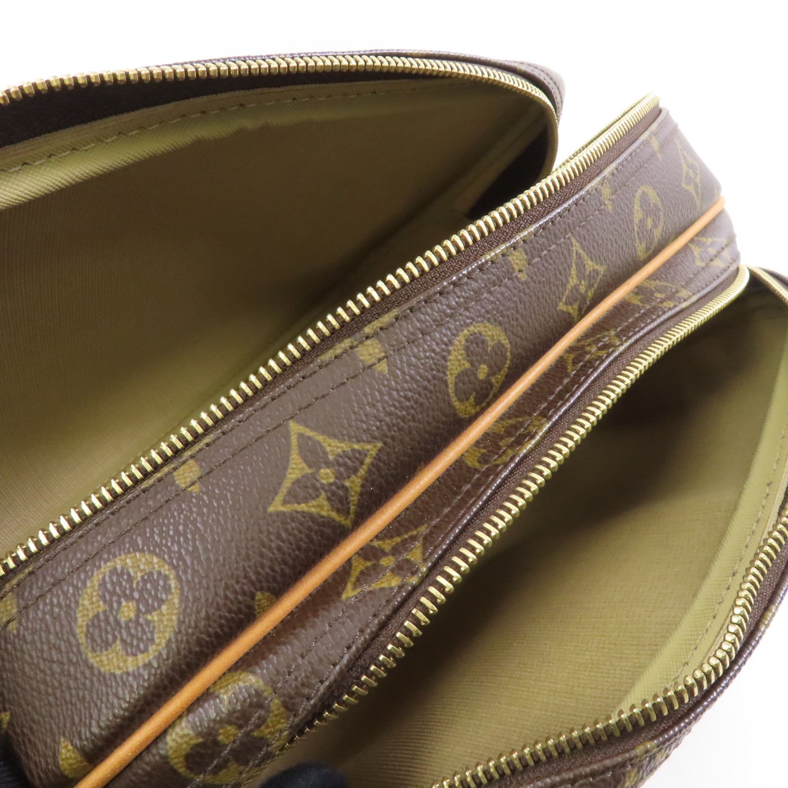 LOUIS VUITTON Monogram Reporter PM金扣肩背袋棕色