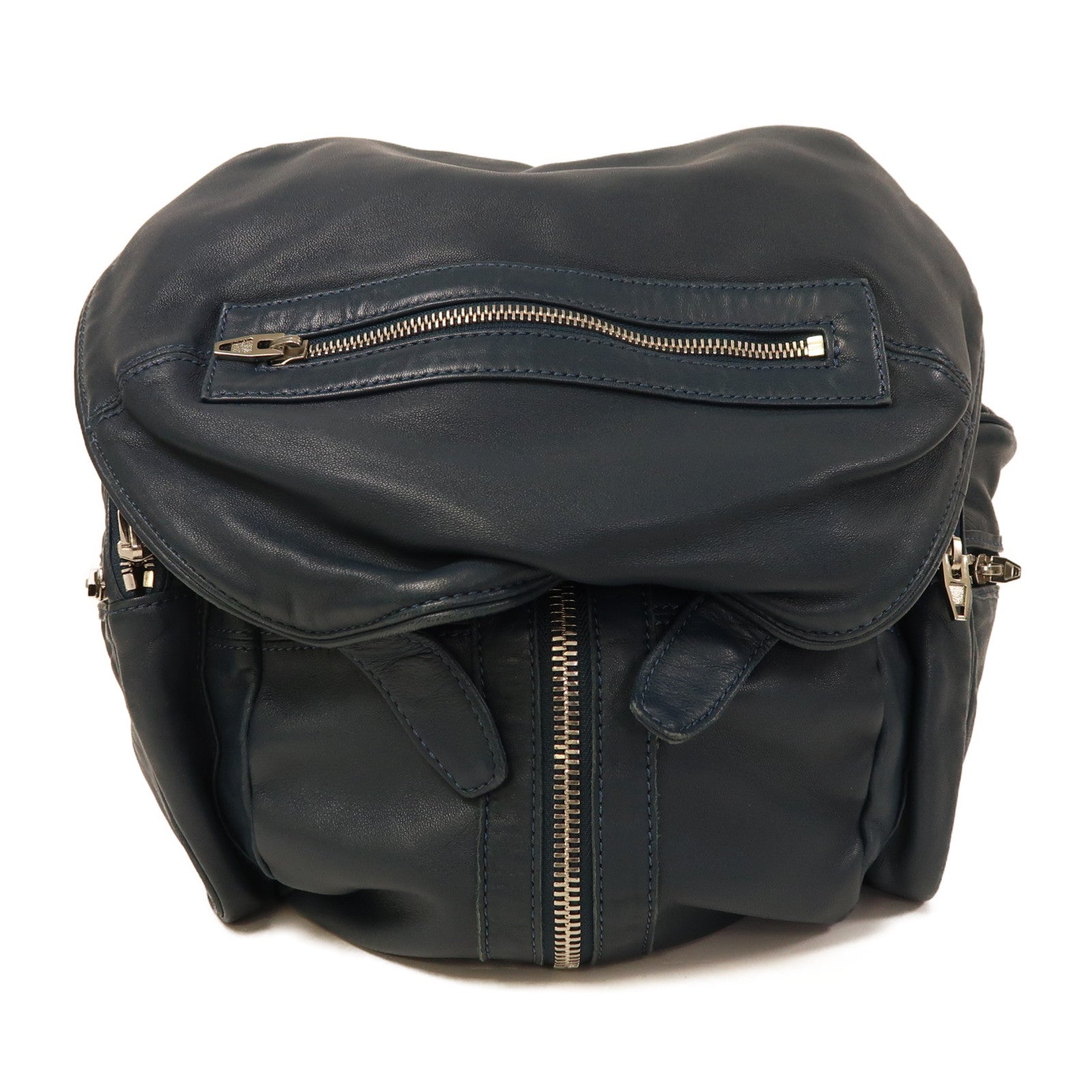T by ALEXANDER WANG 羊皮皮革Alexander Wang Backpack銀扣背包藍色