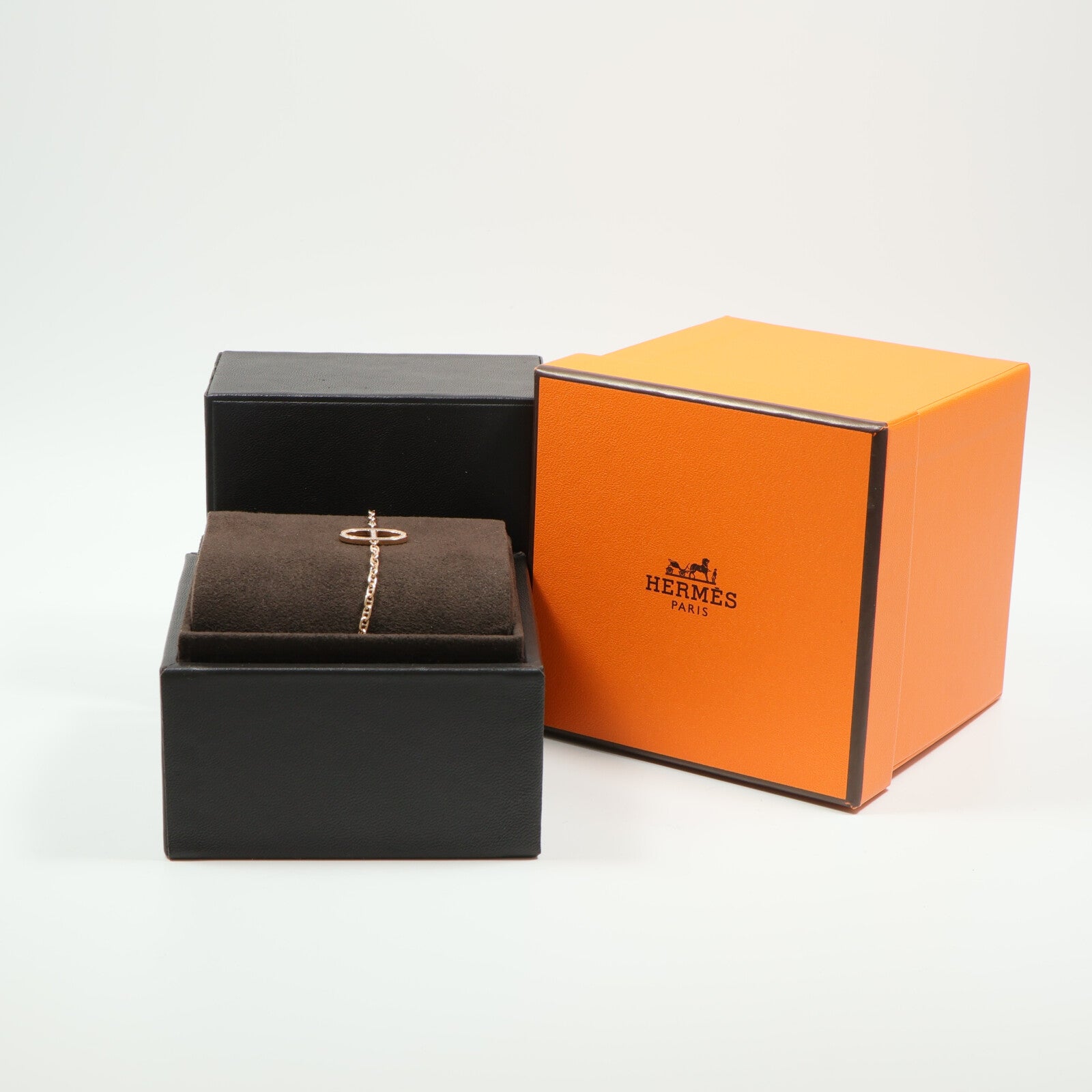 HERMES 18K玫瑰金Chaine d'ancre Contour Bracelet鑽石手鏈