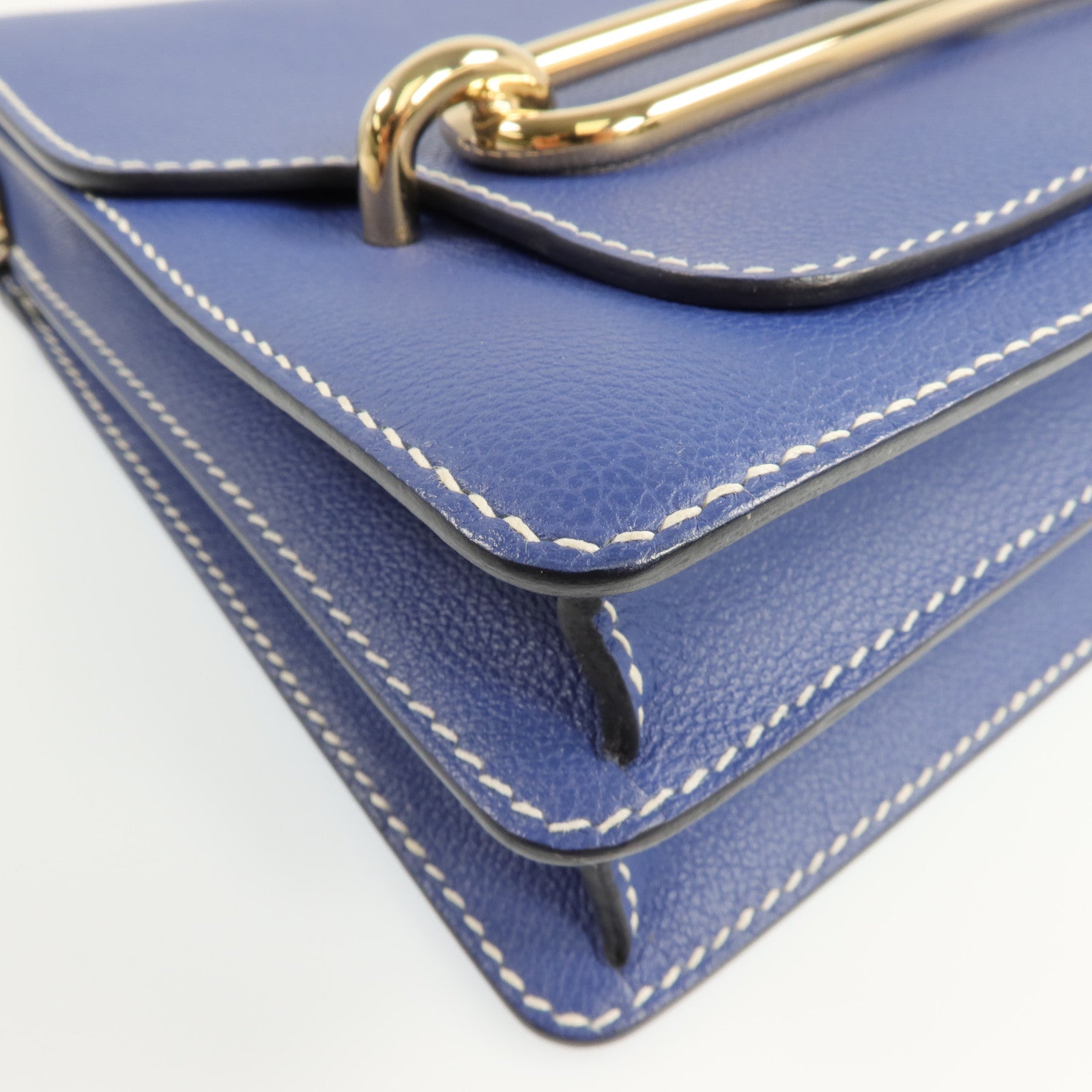 HERMES Evercolor皮革Roulis 23金扣肩背袋Bleu Brighton