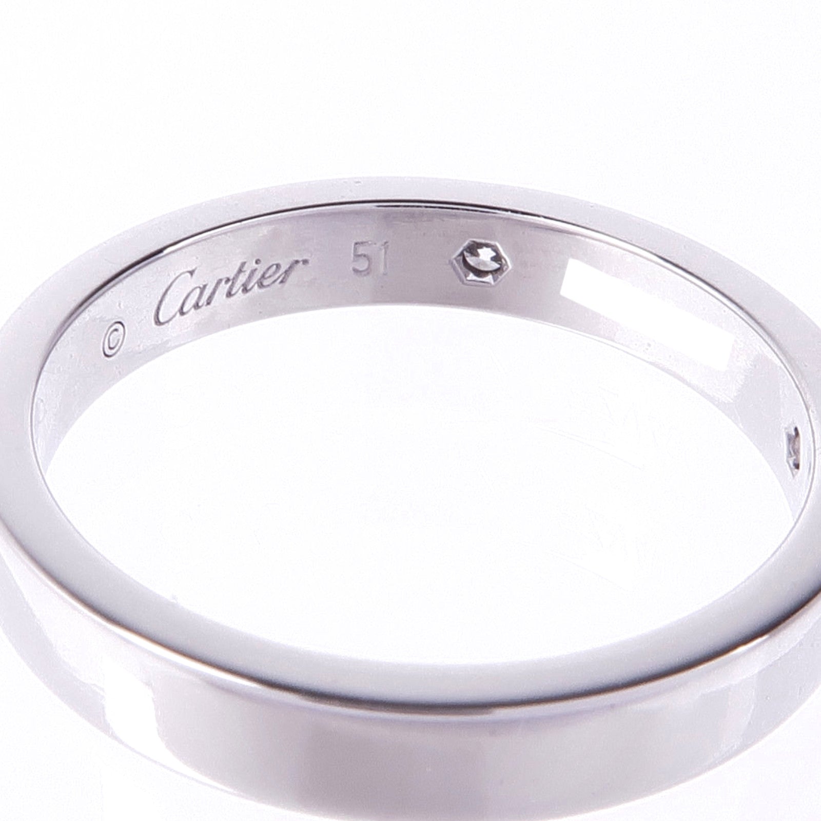 CARTIER 【激減優惠】PT950鉑金C de Cartier Wedding Ring鑽石戒指Cartier#51/US#5.5