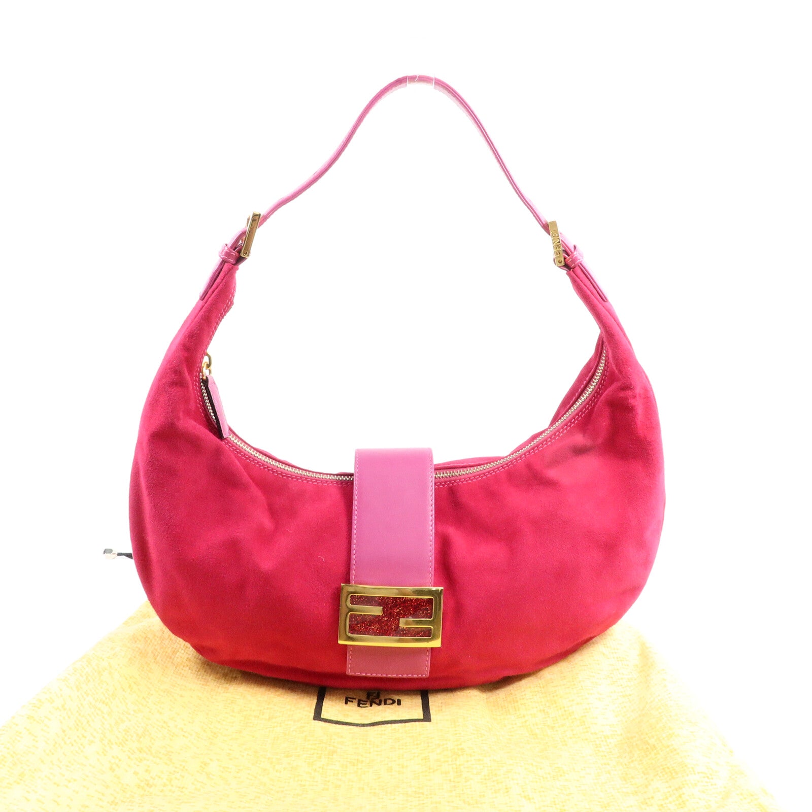 FENDI 麂皮皮革Vintage Hobo肩背袋