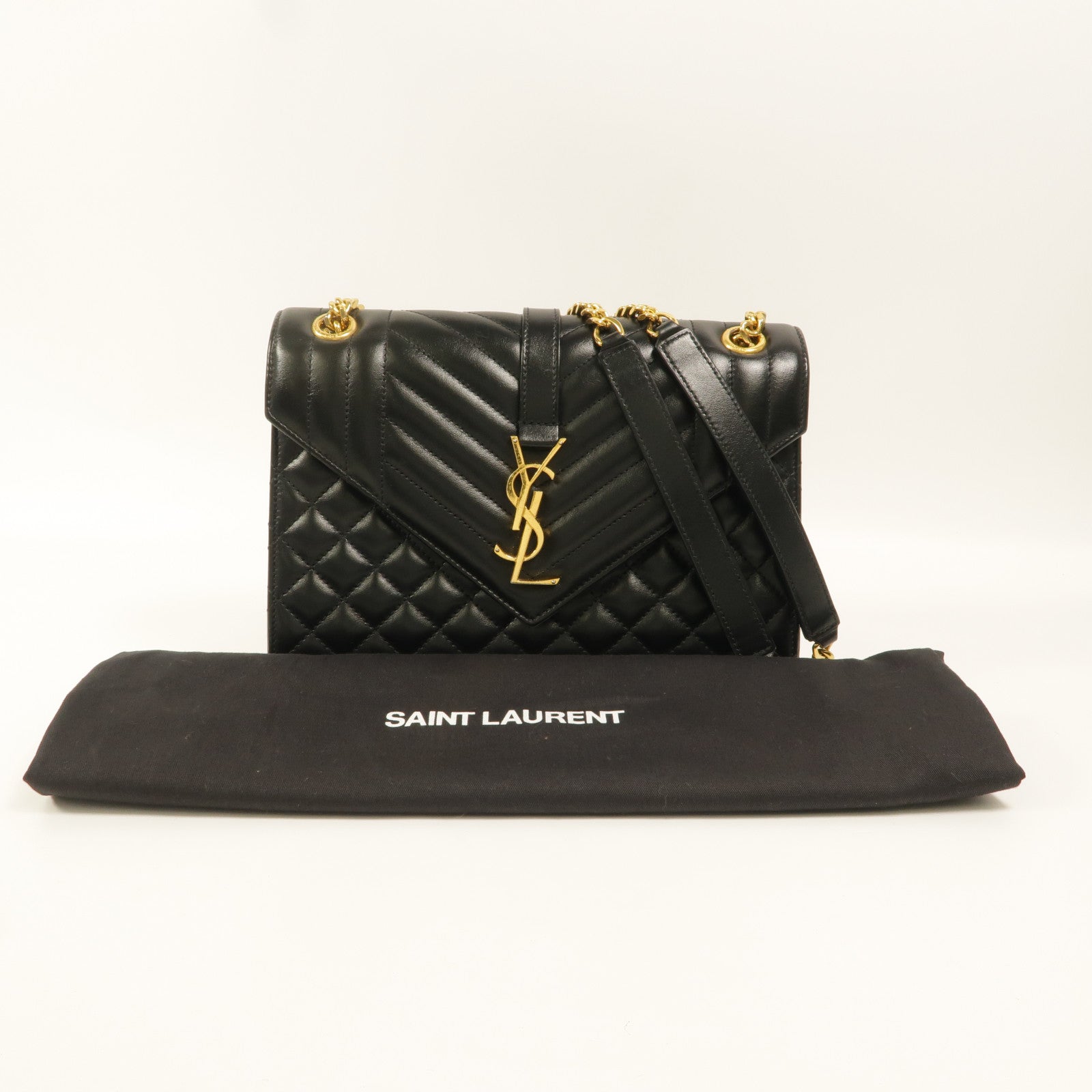 SAINT LAURENT 牛皮皮革Envelope Medium鏈帶肩背袋
