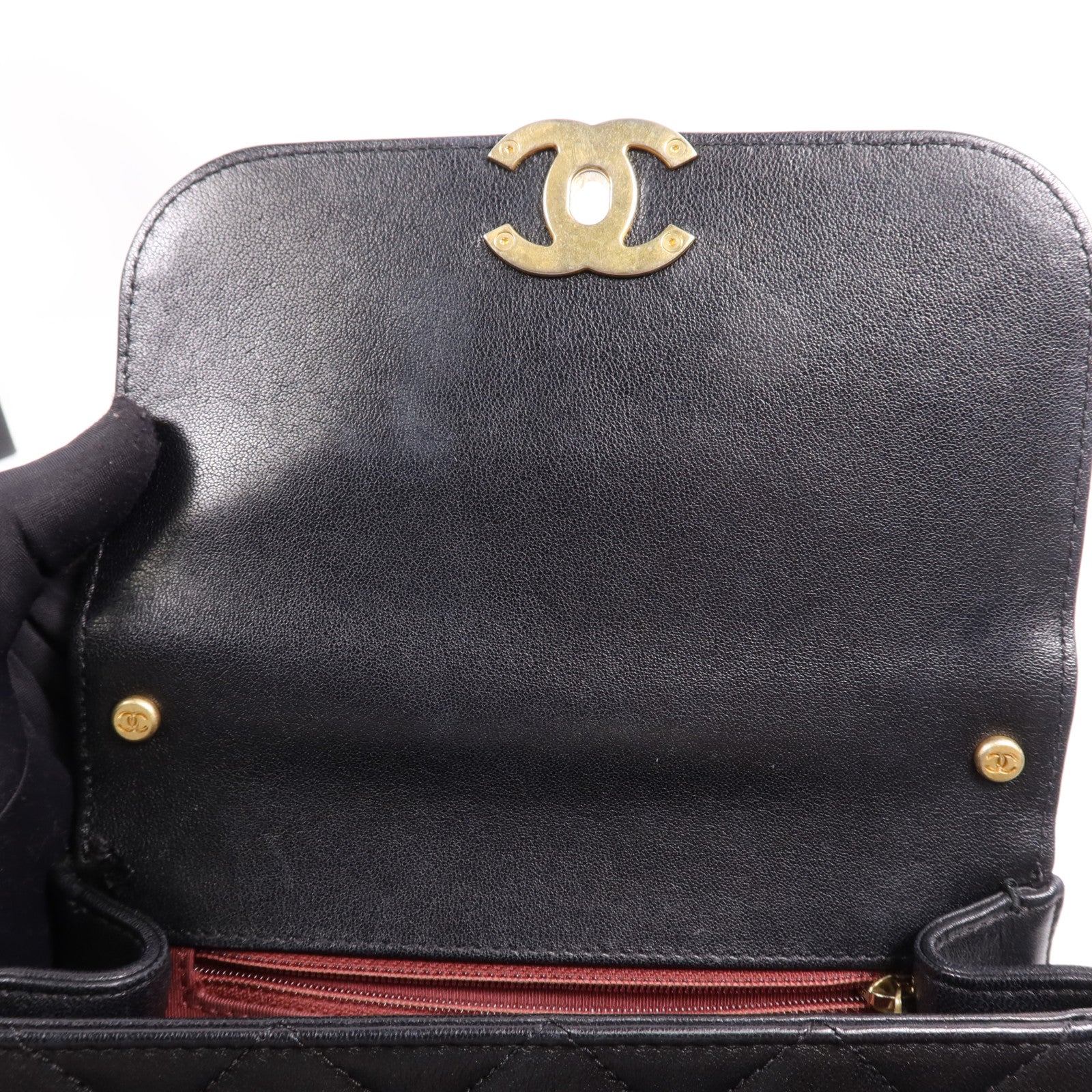 CHANEL 牛皮皮革Chain Shoulder Bag金扣鏈帶手挽肩背兩用袋