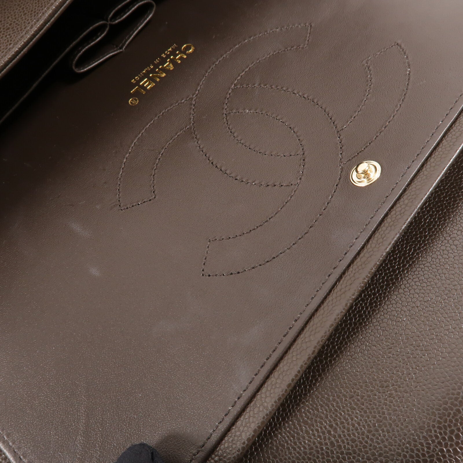 CHANEL 牛皮皮革Large Classic鏈帶肩背袋