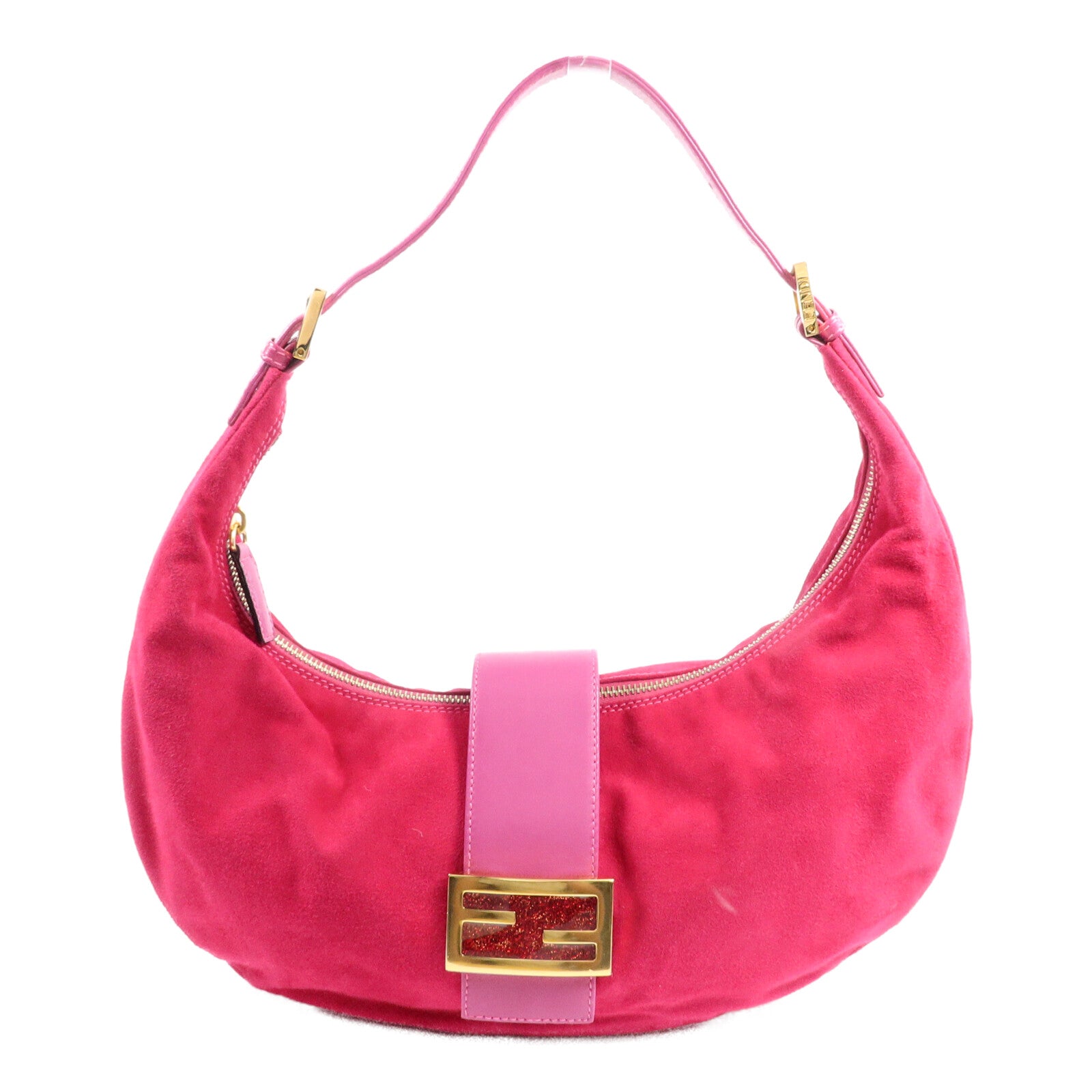 FENDI 麂皮皮革Vintage Hobo肩背袋