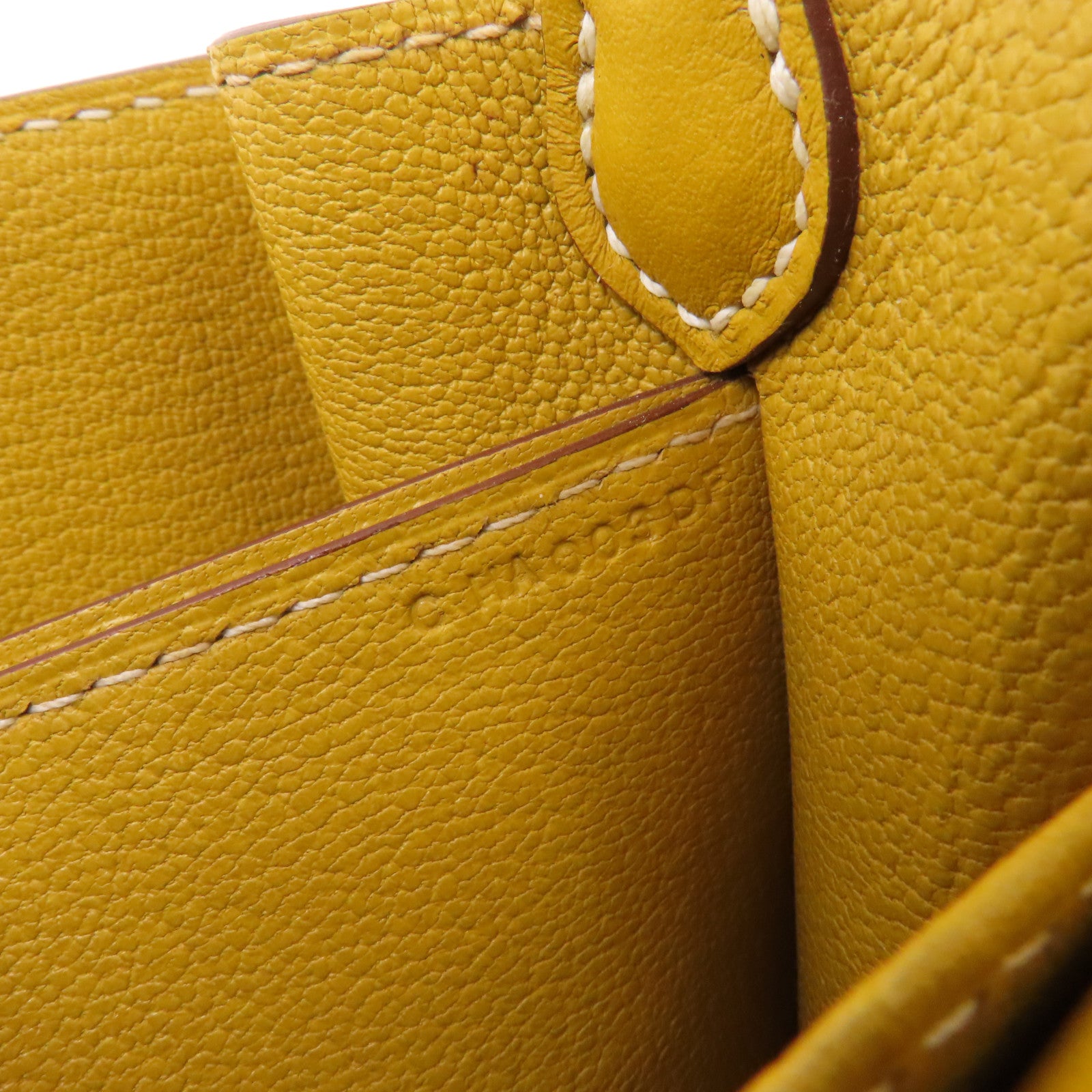 HERMES Evercolor皮革Roulis 23金扣肩背袋Jaune Ambre/黃色