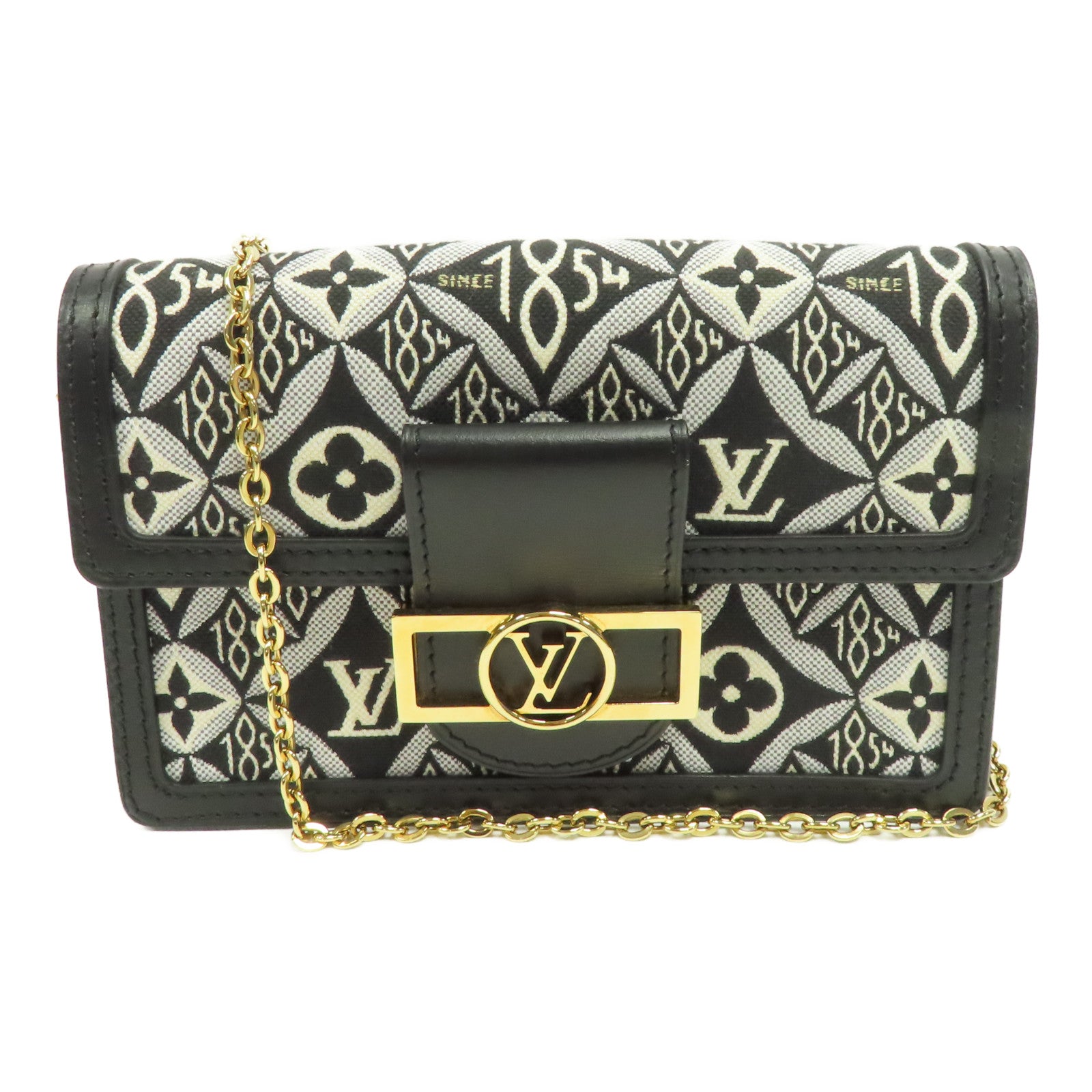 LOUIS VUITTON 【激減優惠】Monogram Jacquard Since 1854 Dauphine金扣鏈帶肩背袋黑色