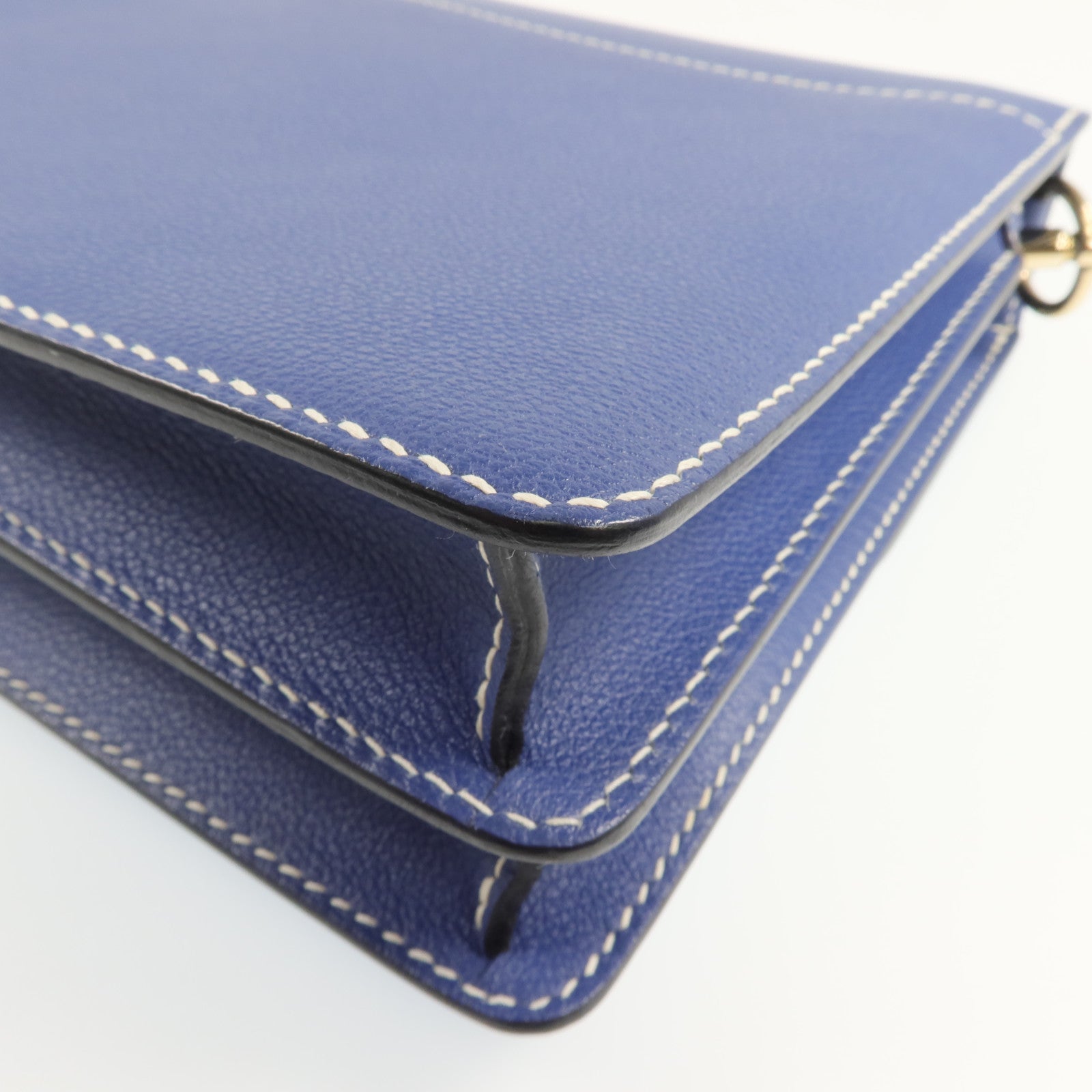 HERMES Evercolor皮革Roulis 23金扣肩背袋Bleu Brighton