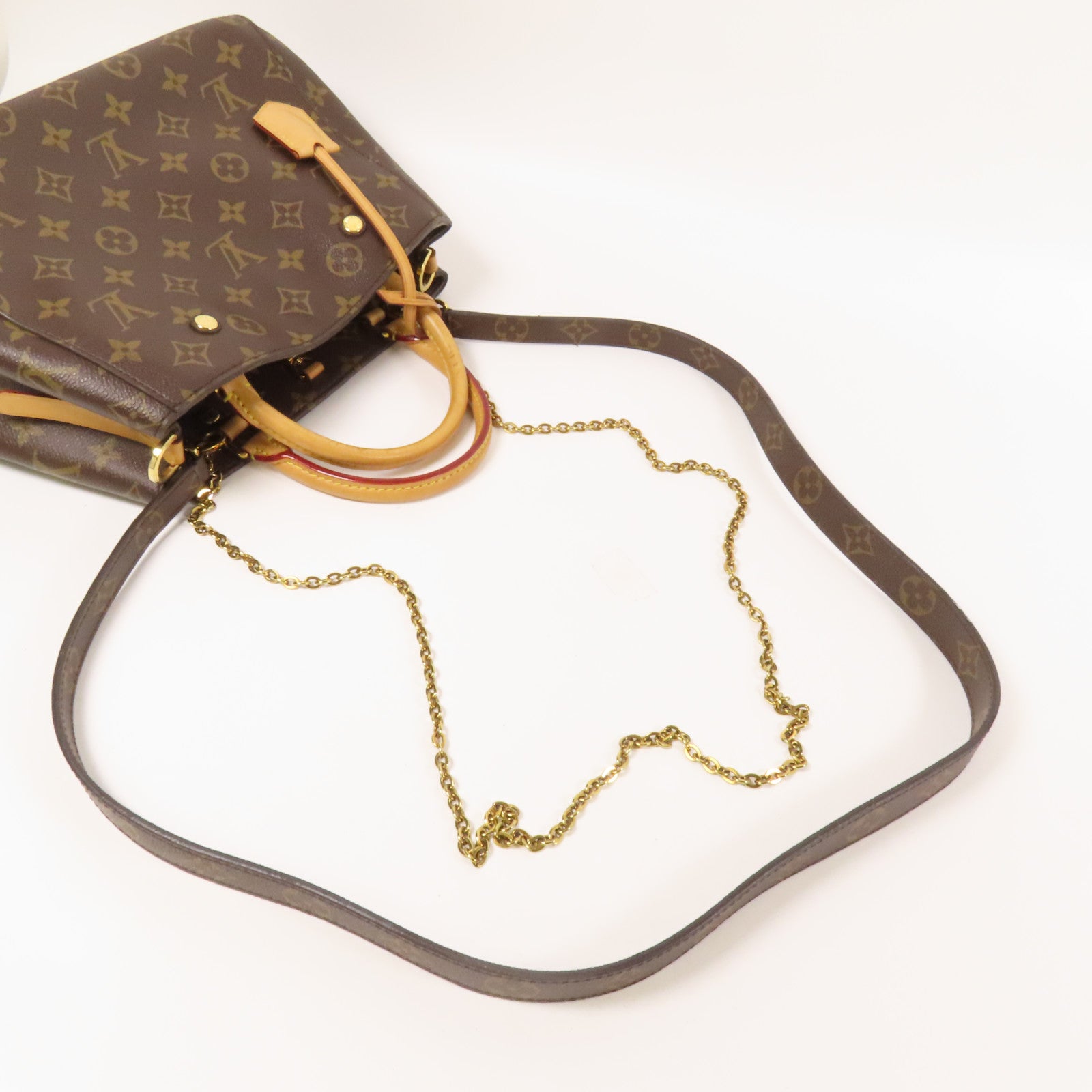 LOUIS VUITTON Monogram Montaigne BB金扣手挽肩背兩用袋棕色