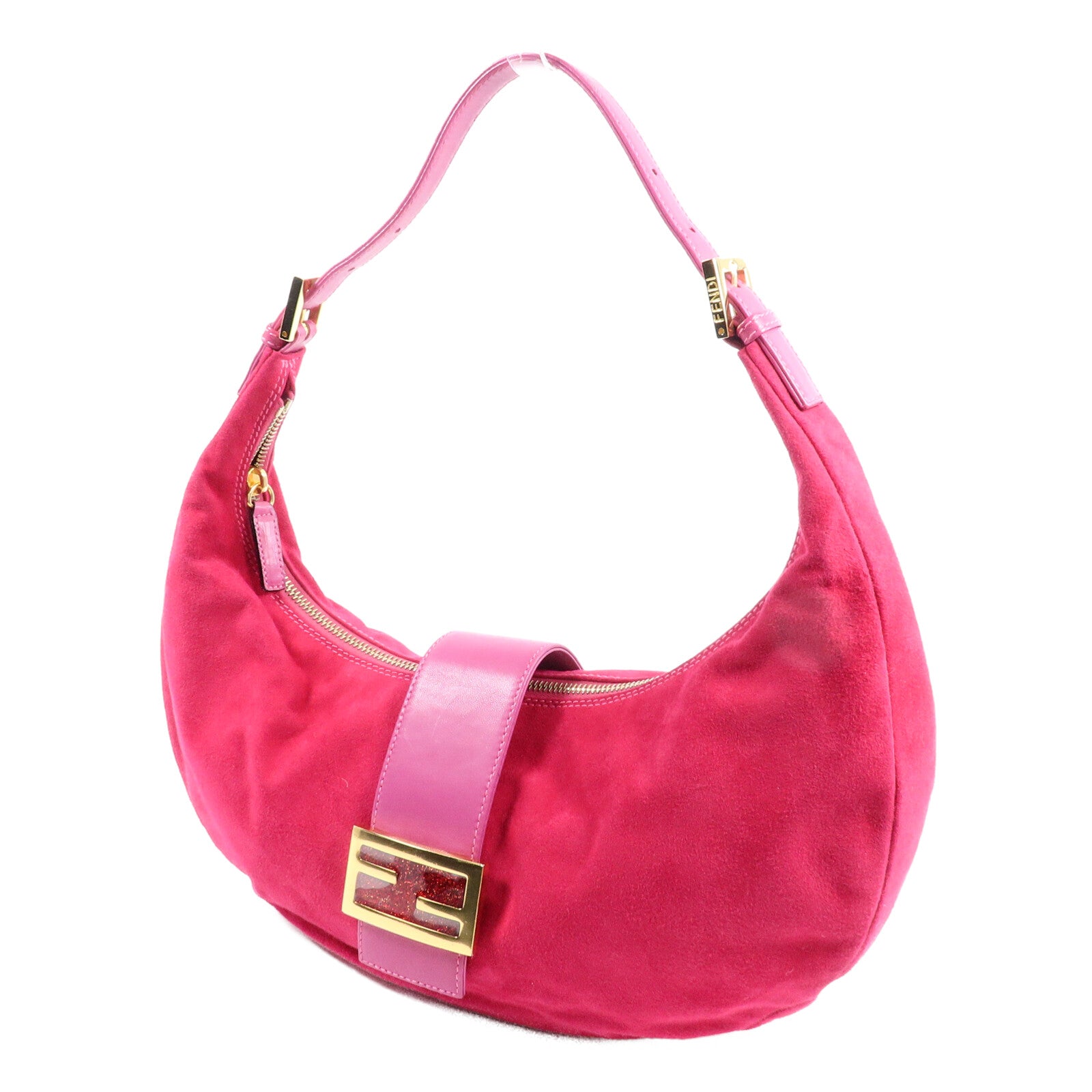 FENDI 麂皮皮革Vintage Hobo肩背袋