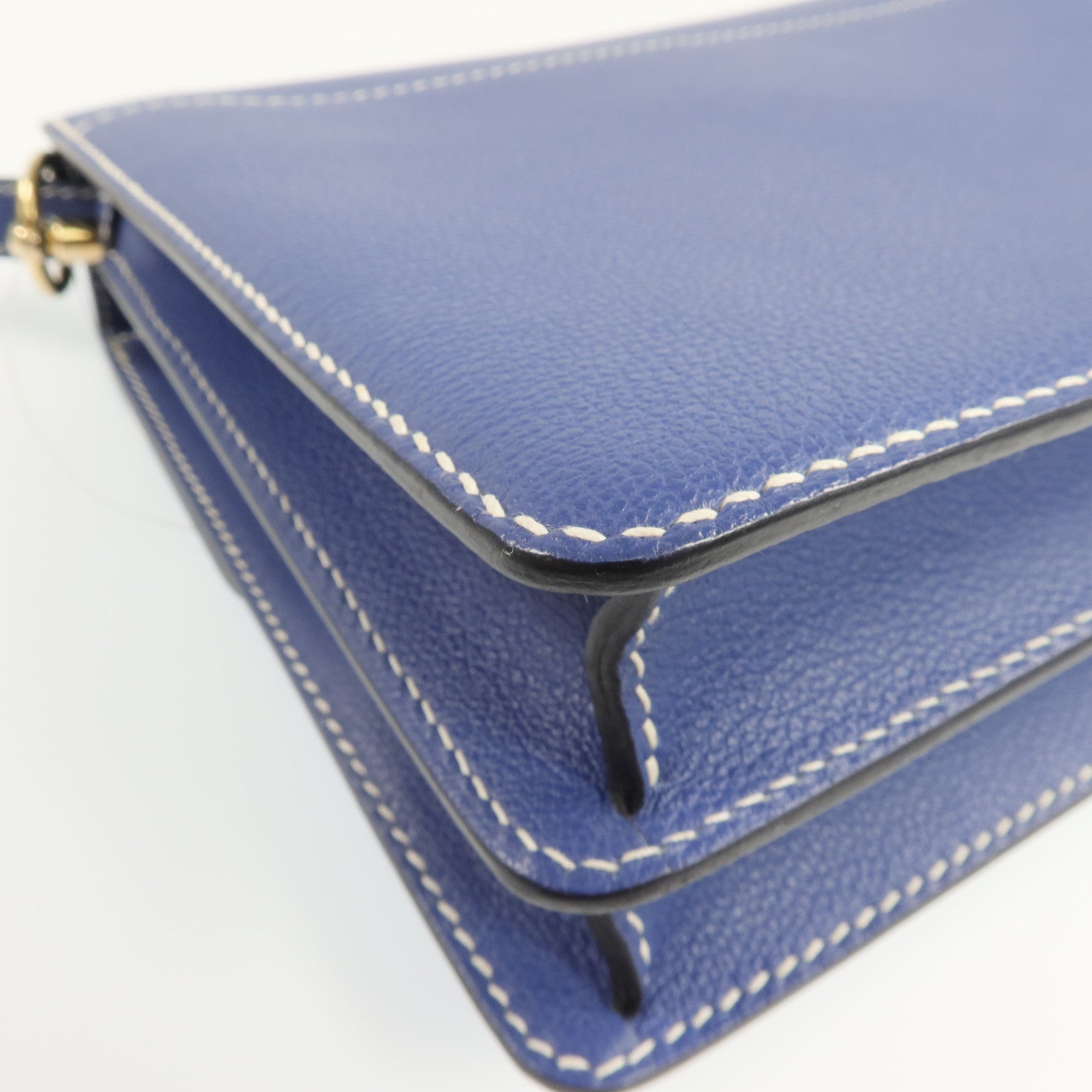 HERMES Evercolor皮革Roulis 23金扣肩背袋Bleu Brighton