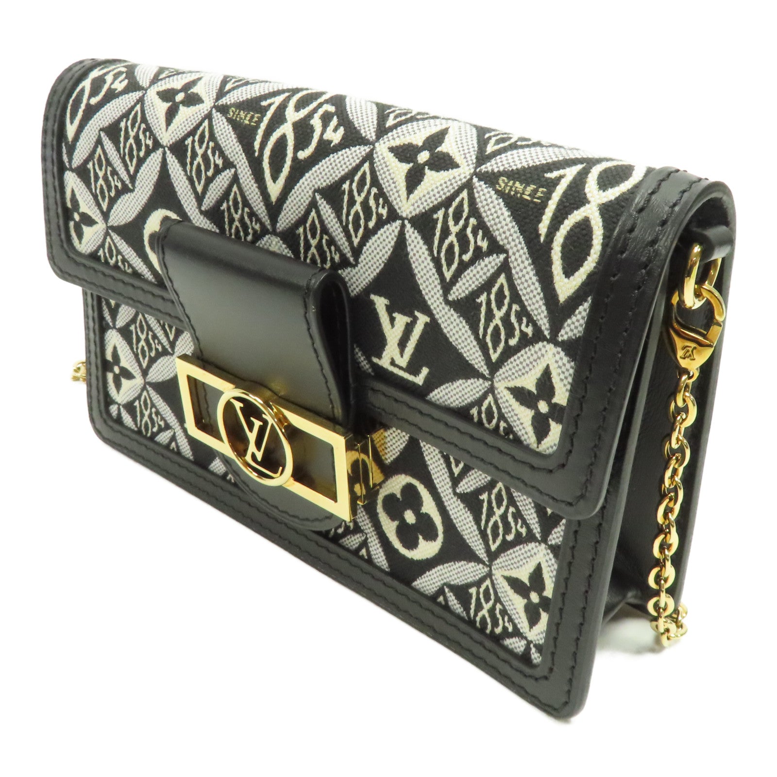 LOUIS VUITTON 【激減優惠】Monogram Jacquard Since 1854 Dauphine金扣鏈帶肩背袋黑色