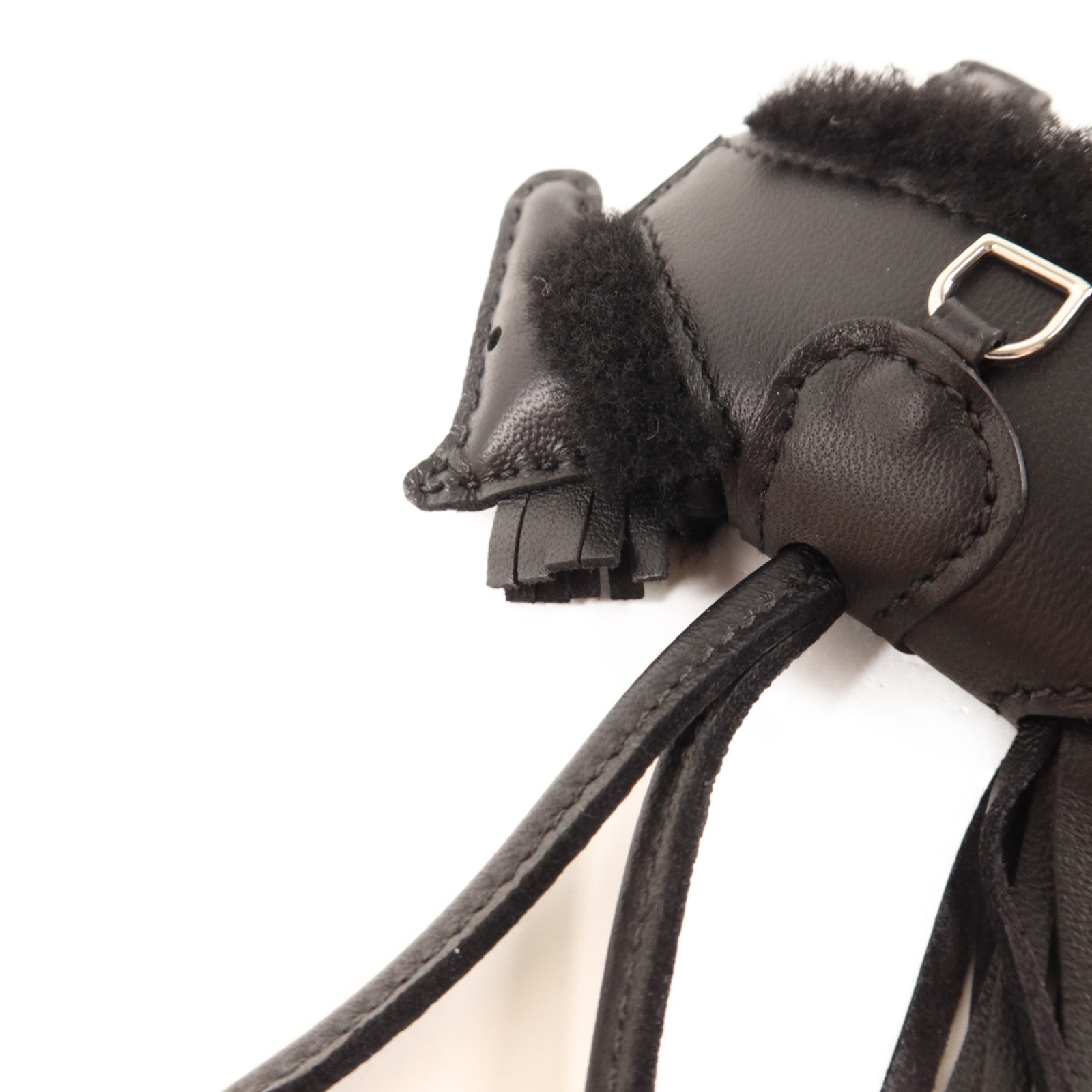 HERMES Milo皮革/羊毛Rodeo Robeo Plush PM銀扣掛飾