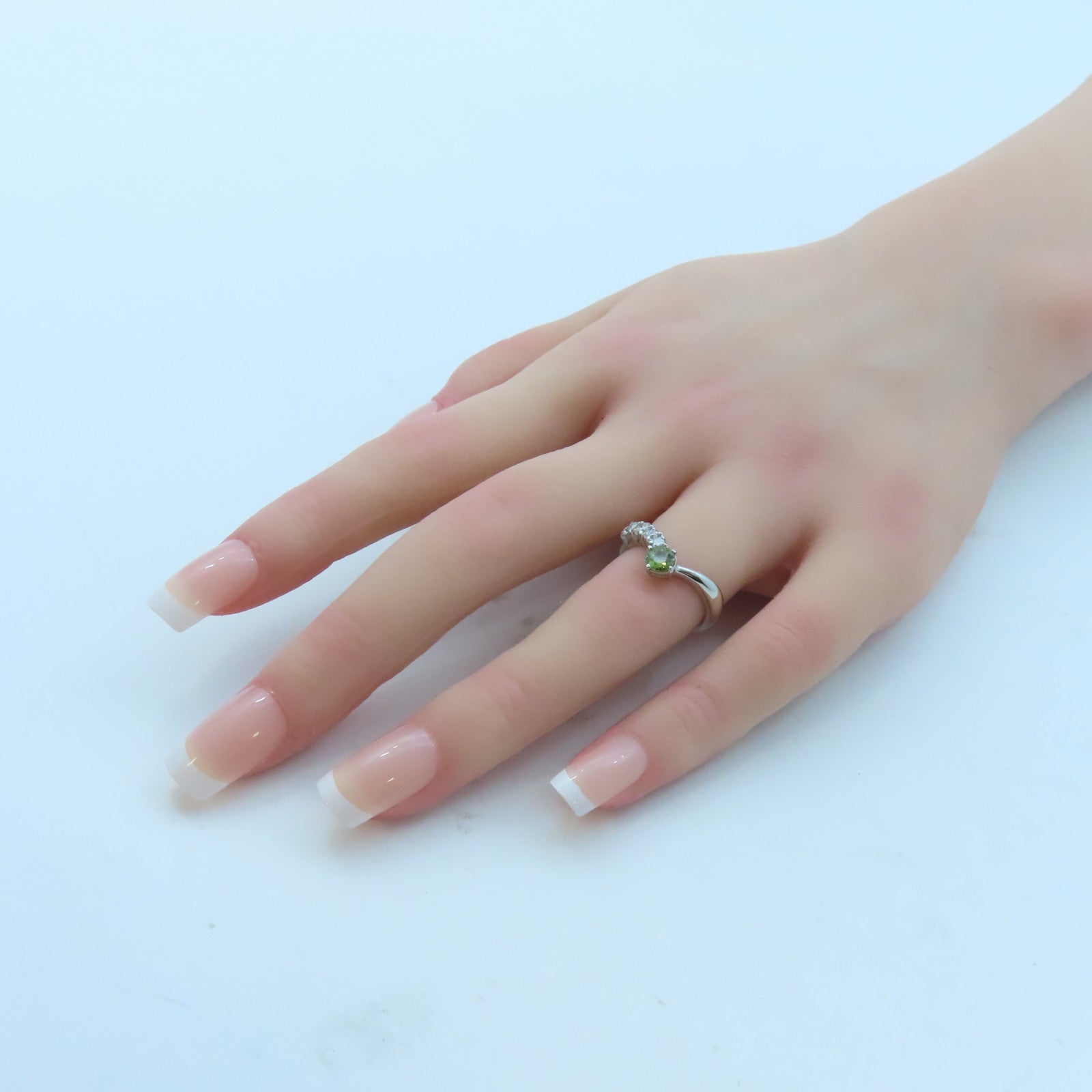 JEWELRY PT900白金Garnet/Diamond Ring 0.401ct石榴石/0.34ct鑽石戒指US#5.25