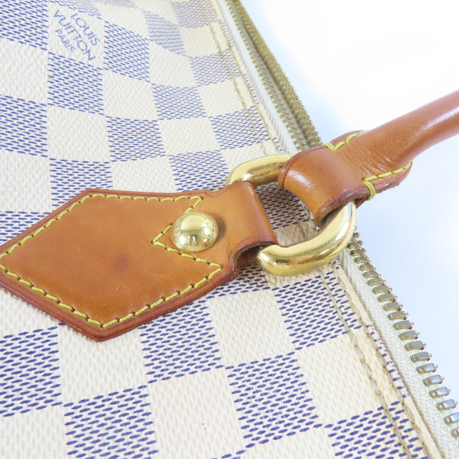 LOUIS VUITTON 【激減優惠】Damier Azur Saleya MM金扣手挽袋白色