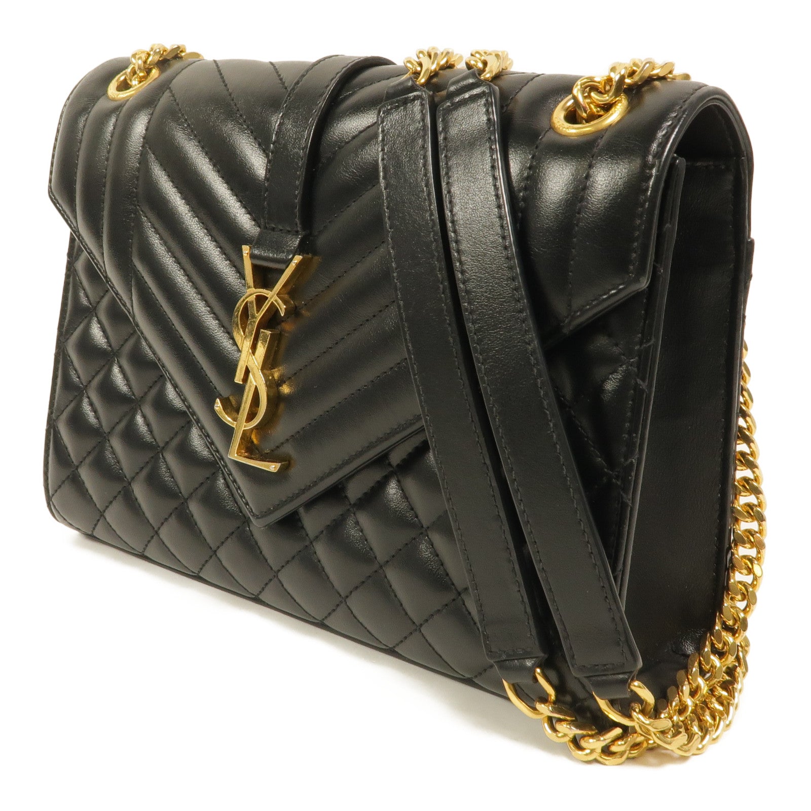 SAINT LAURENT 牛皮皮革Envelope Medium鏈帶肩背袋