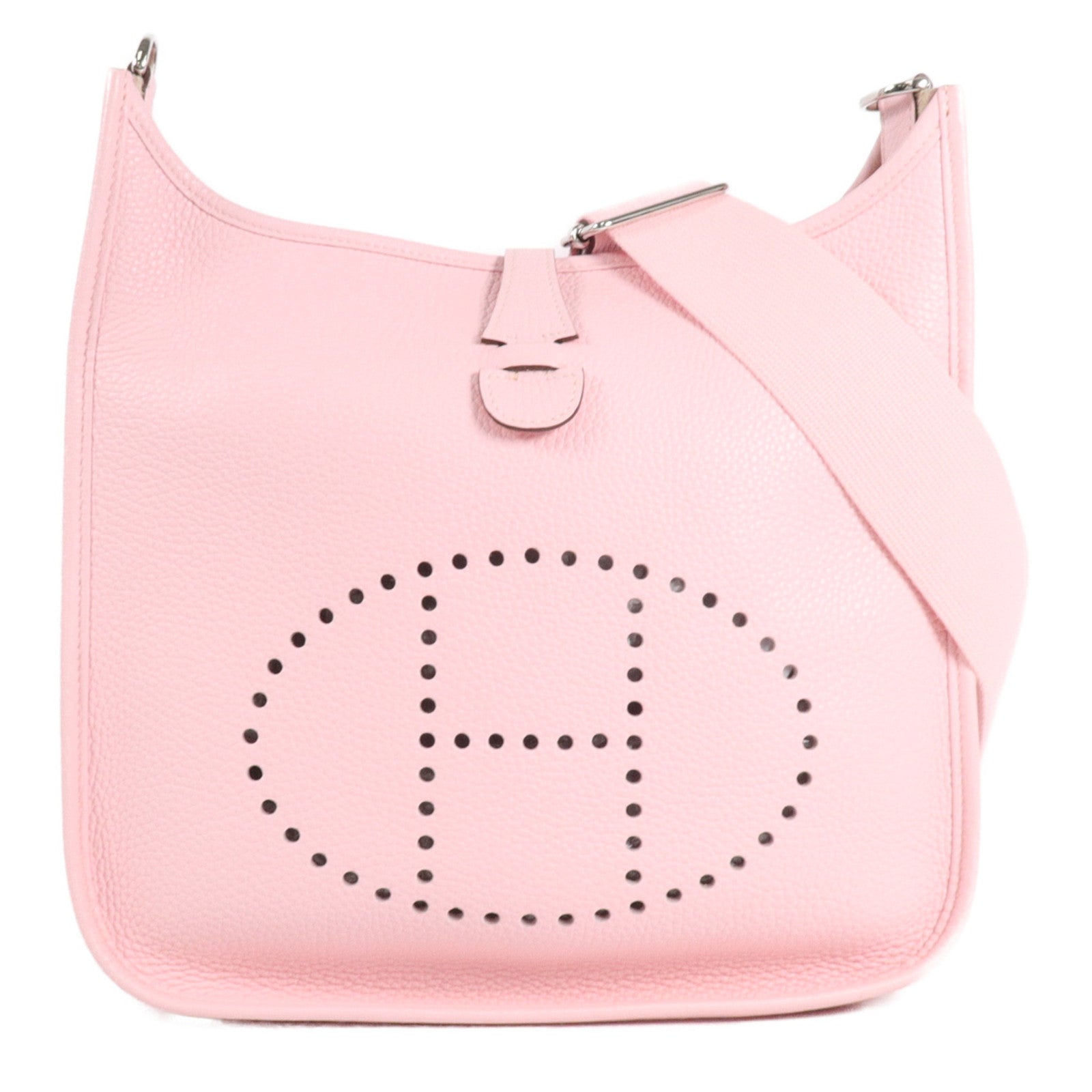 HERMES Clemence皮革Evelyne PM肩背袋Rose Sakura