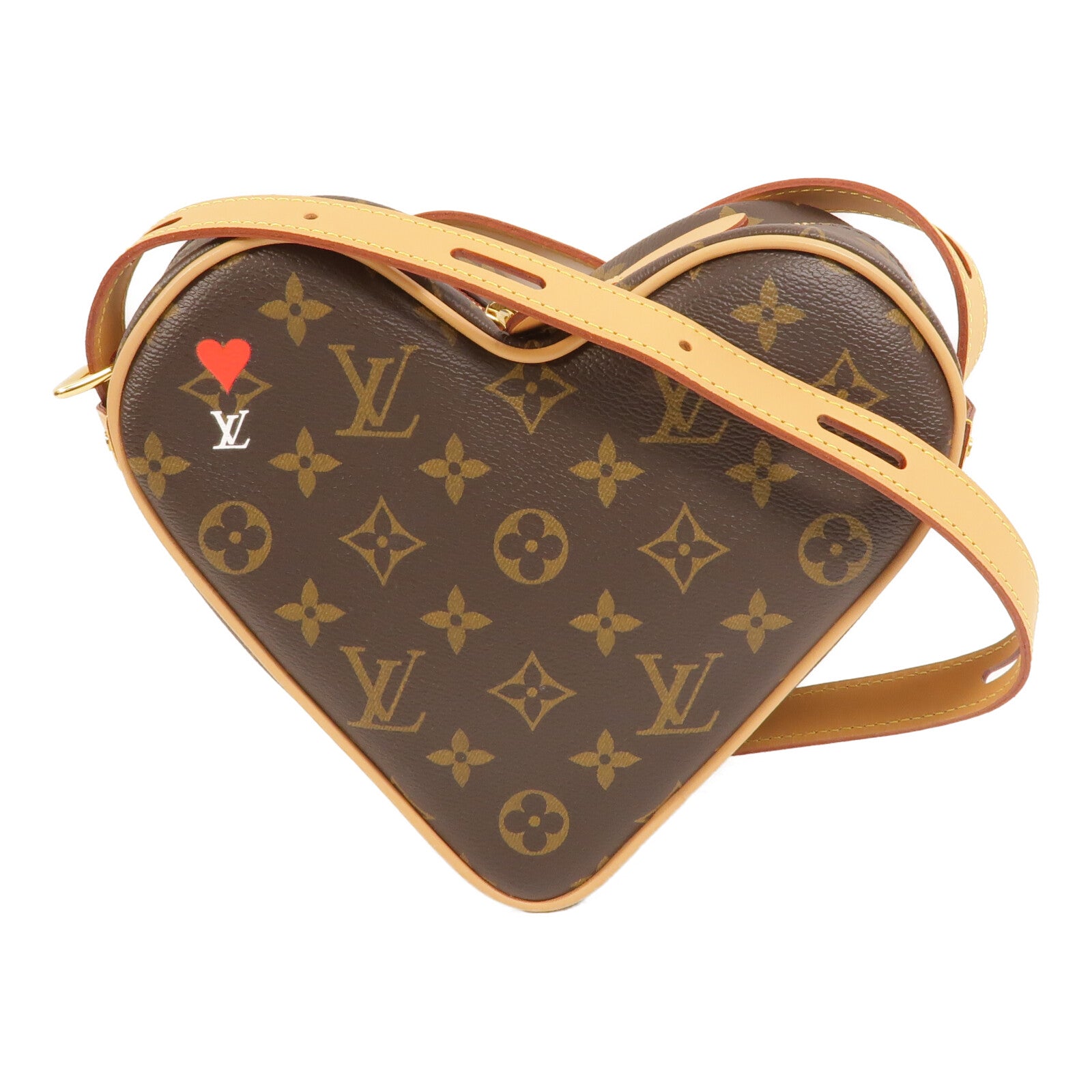 LOUIS VUITTON Monogram Game On Coeur金扣肩背袋棕色