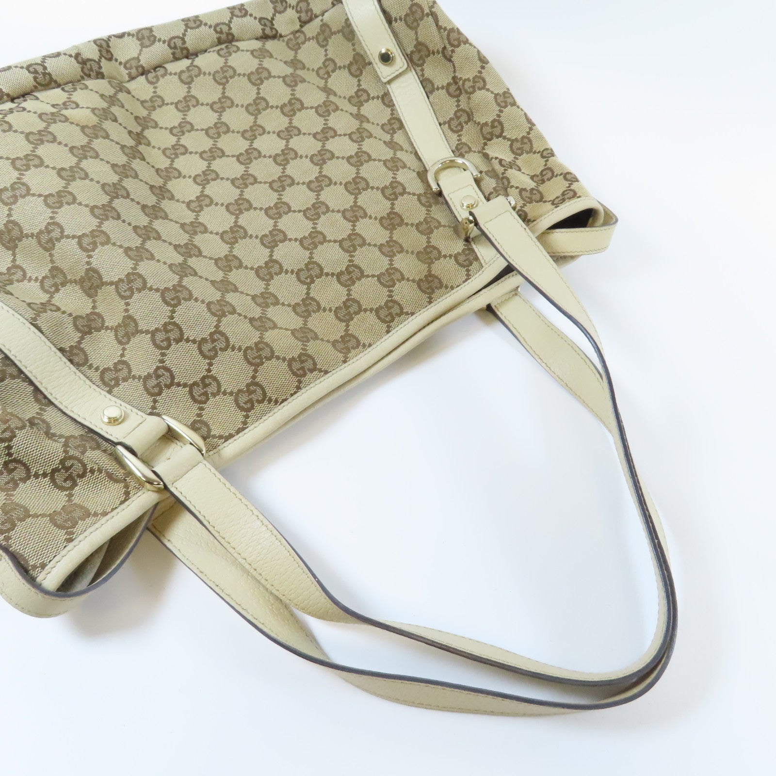 GUCCI 【激減優惠】帆布Abbey Shoulder Bag金扣肩背袋米色