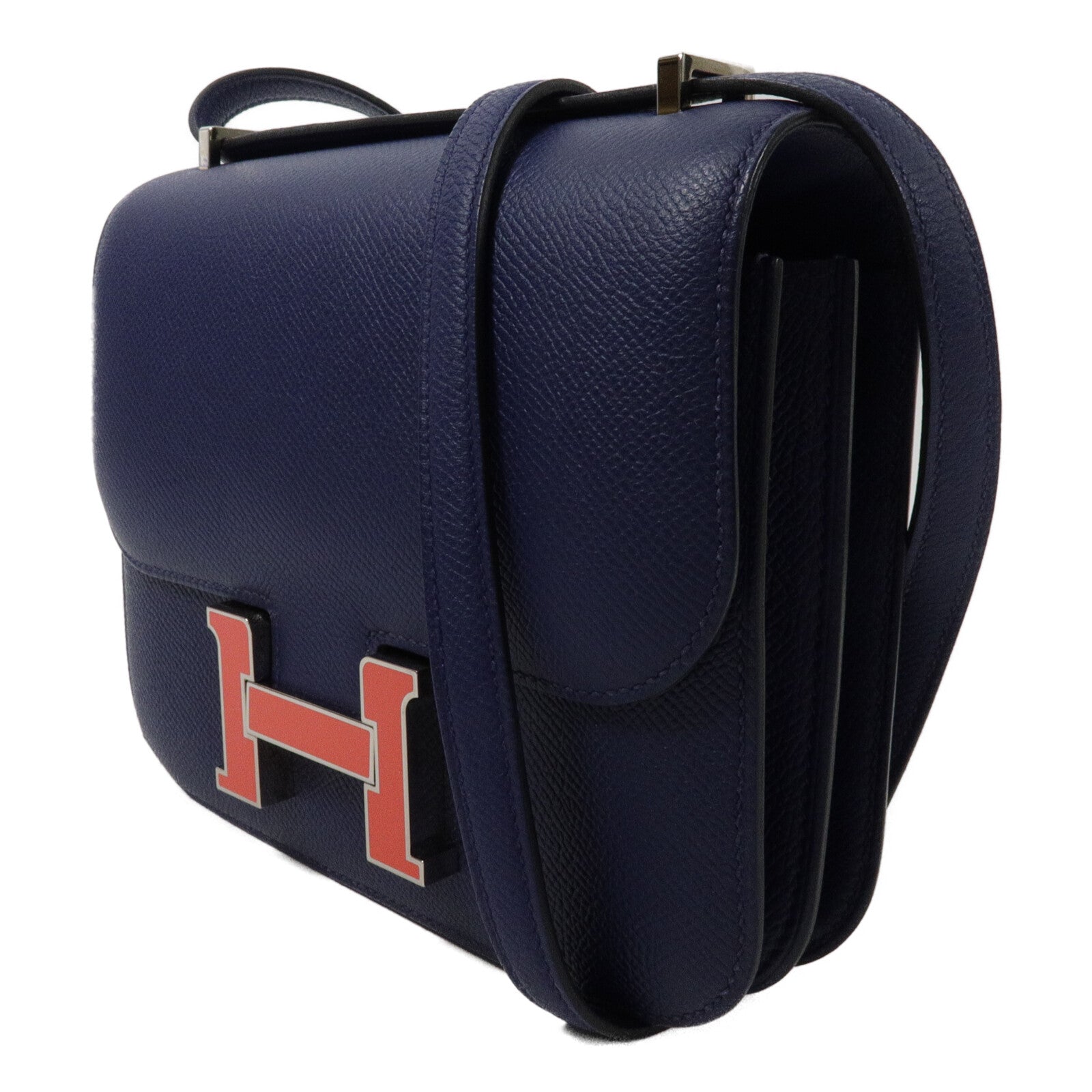 HERMES Epsom皮革Constance Mini肩背袋Bleu Saphir
