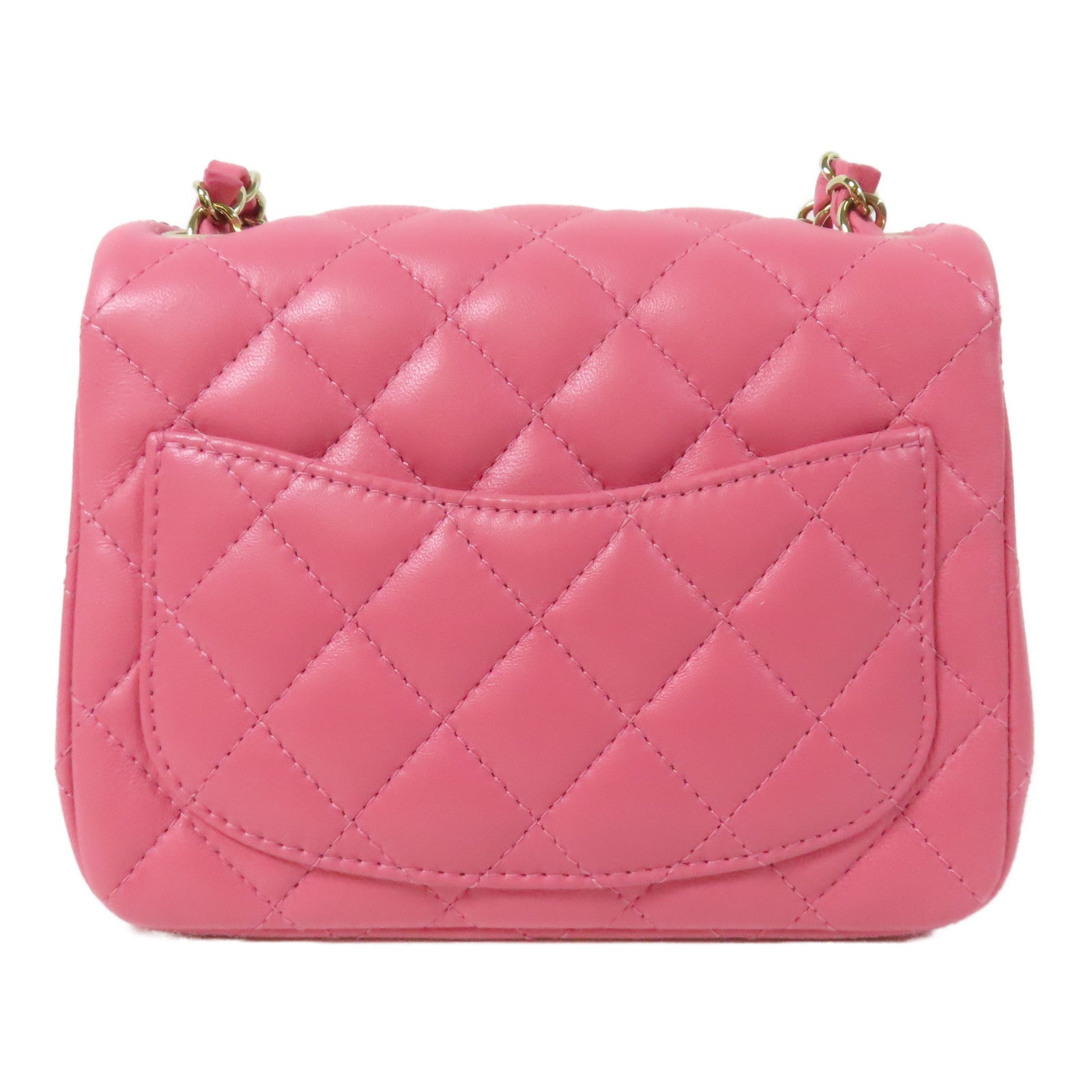 CHANEL 菱格羊皮皮革Chain Shoulder Bag金扣鏈帶肩背袋粉紅色