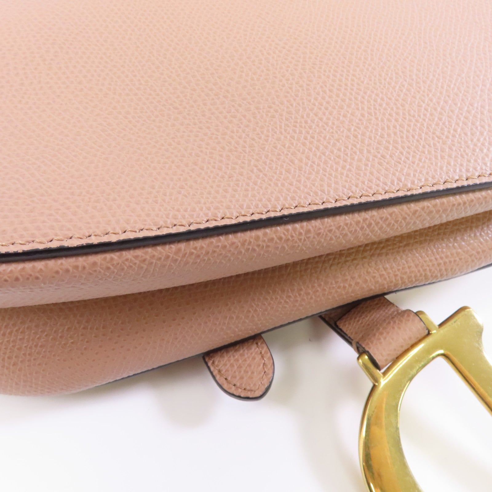 Dior 牛皮皮革Saddle Bag金扣肩背袋粉紅色