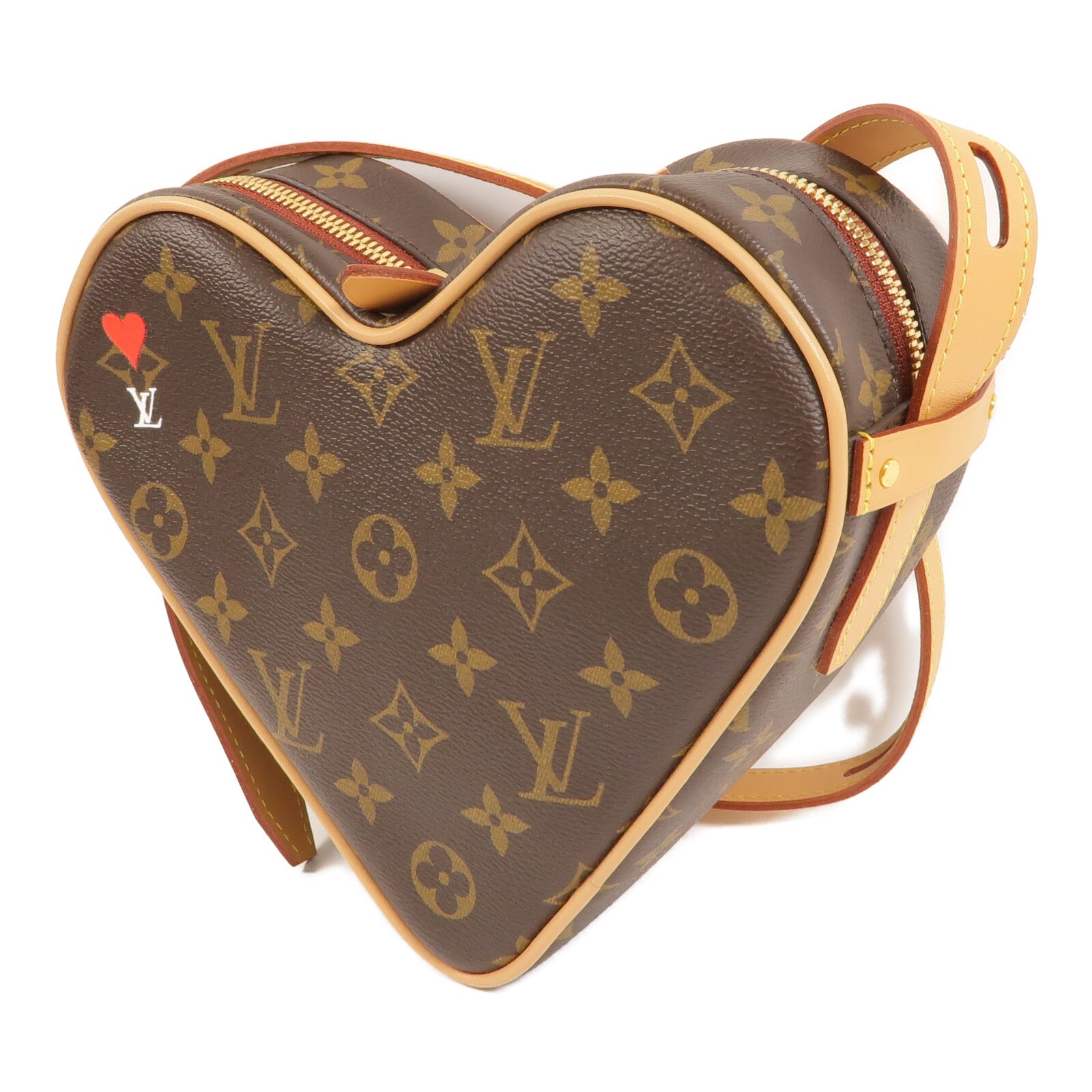 LOUIS VUITTON Monogram Game On Coeur金扣肩背袋棕色