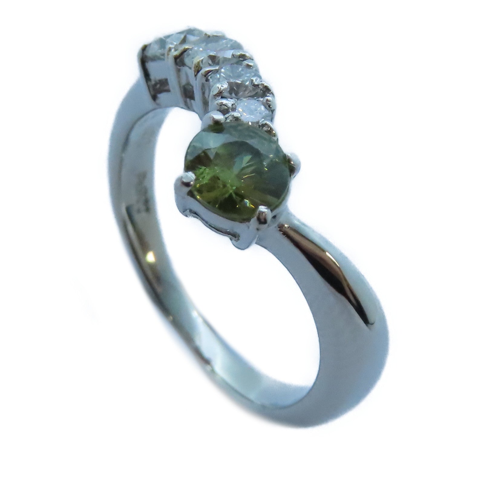 JEWELRY PT900白金Garnet/Diamond Ring 0.401ct石榴石/0.34ct鑽石戒指US#5.25
