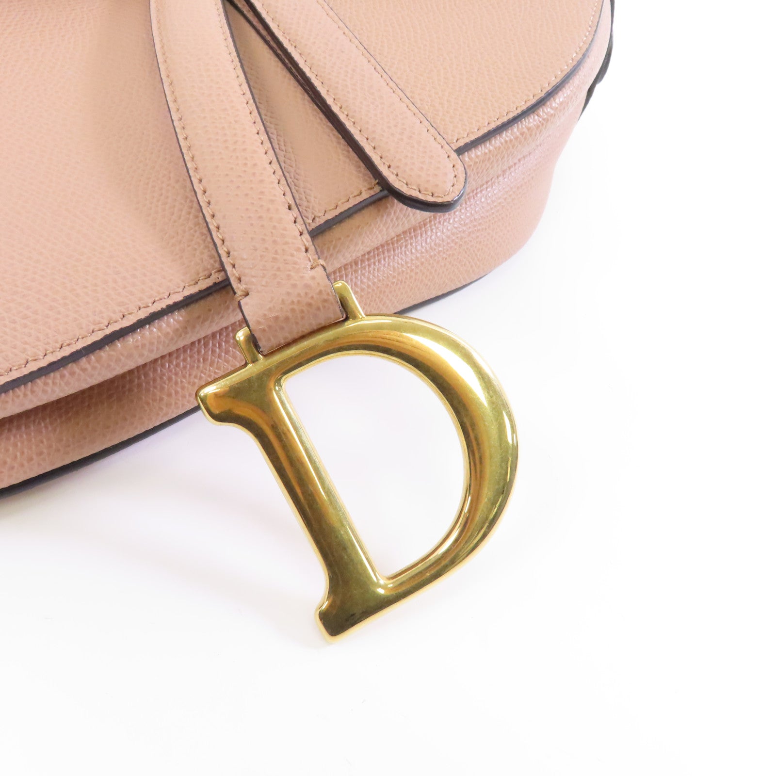 Dior 牛皮皮革Saddle Bag金扣肩背袋粉紅色