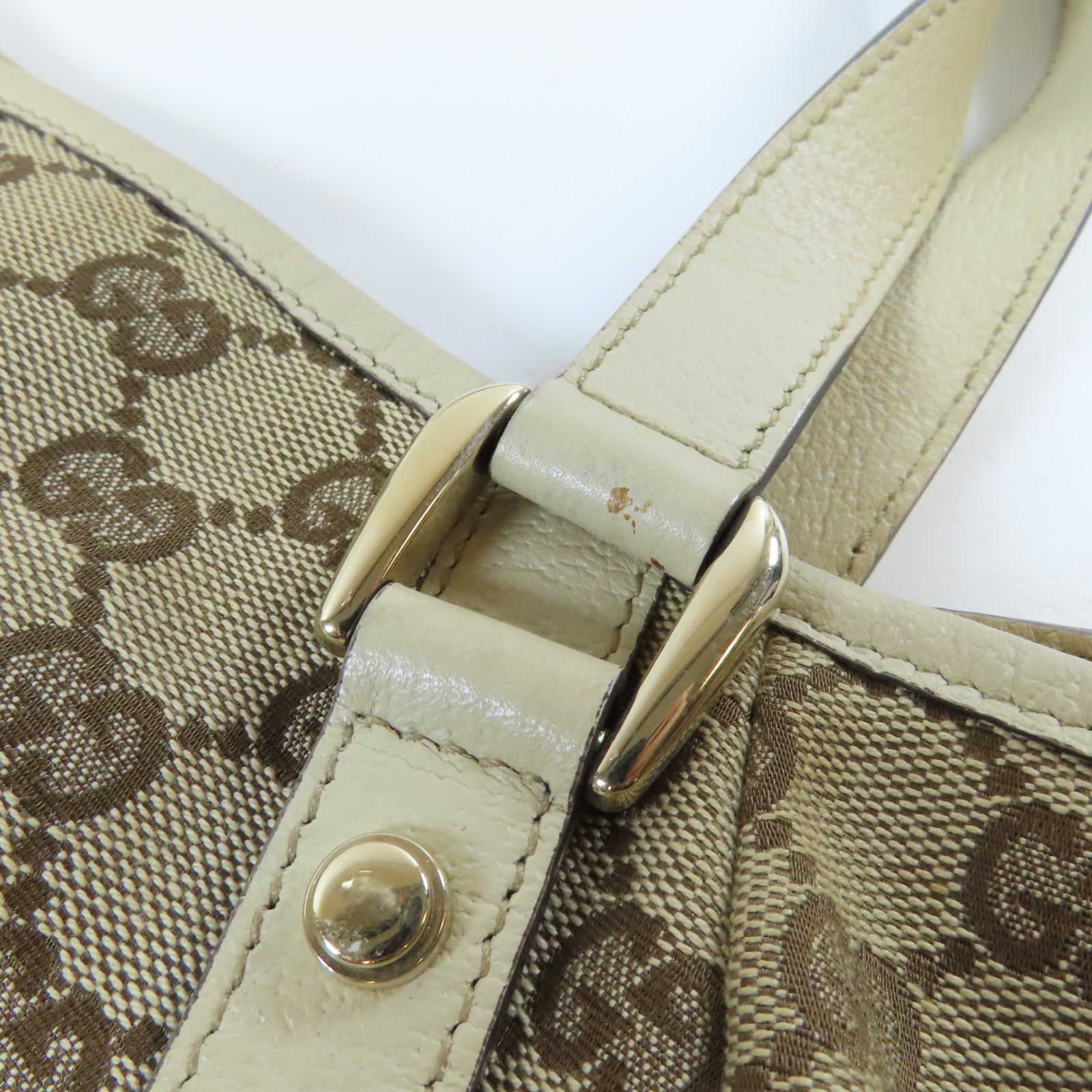 GUCCI 【激減優惠】帆布Abbey Shoulder Bag金扣肩背袋米色