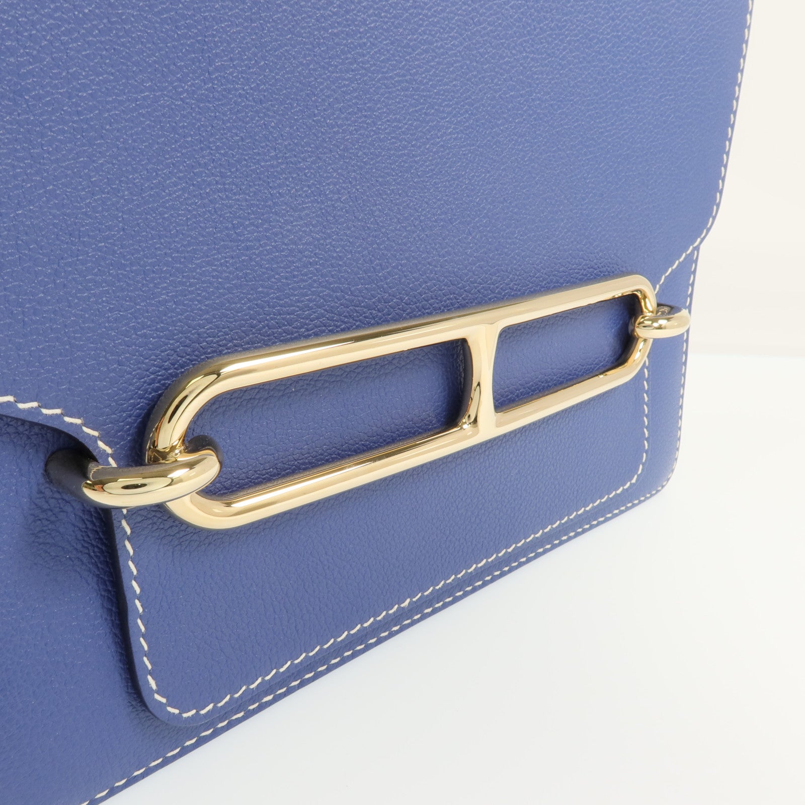 HERMES Evercolor皮革Roulis 23金扣肩背袋Bleu Brighton