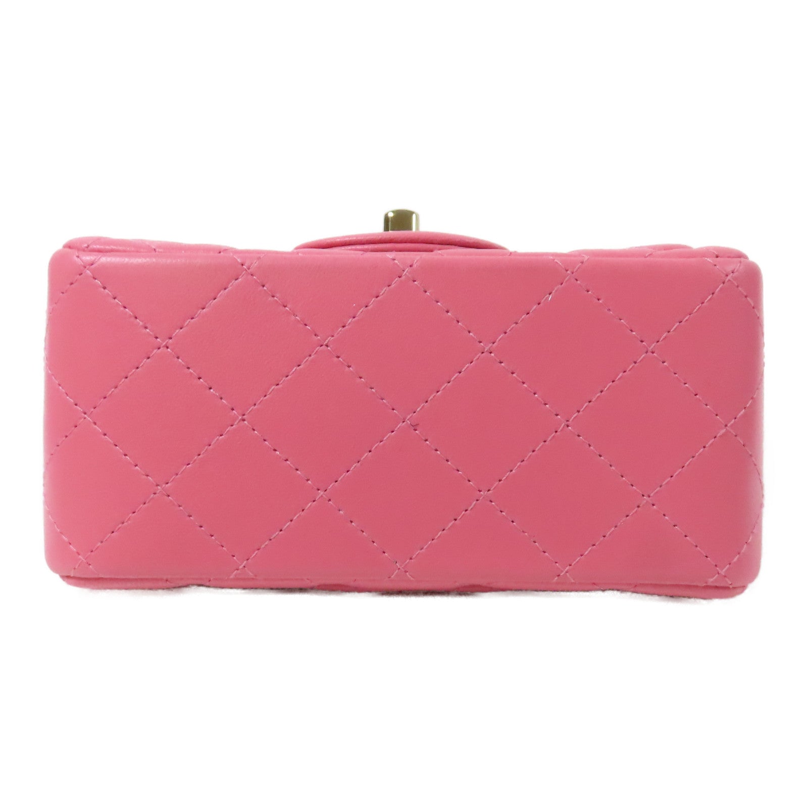 CHANEL 菱格羊皮皮革Chain Shoulder Bag金扣鏈帶肩背袋粉紅色