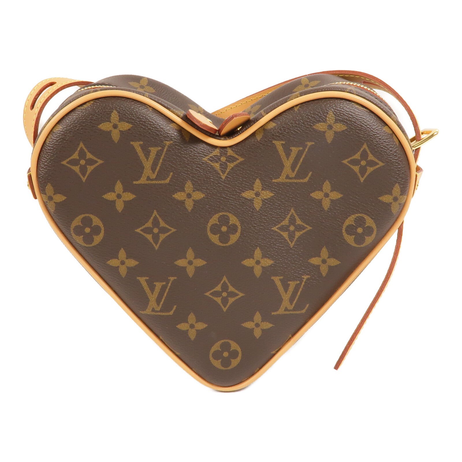 LOUIS VUITTON Monogram Game On Coeur金扣肩背袋棕色