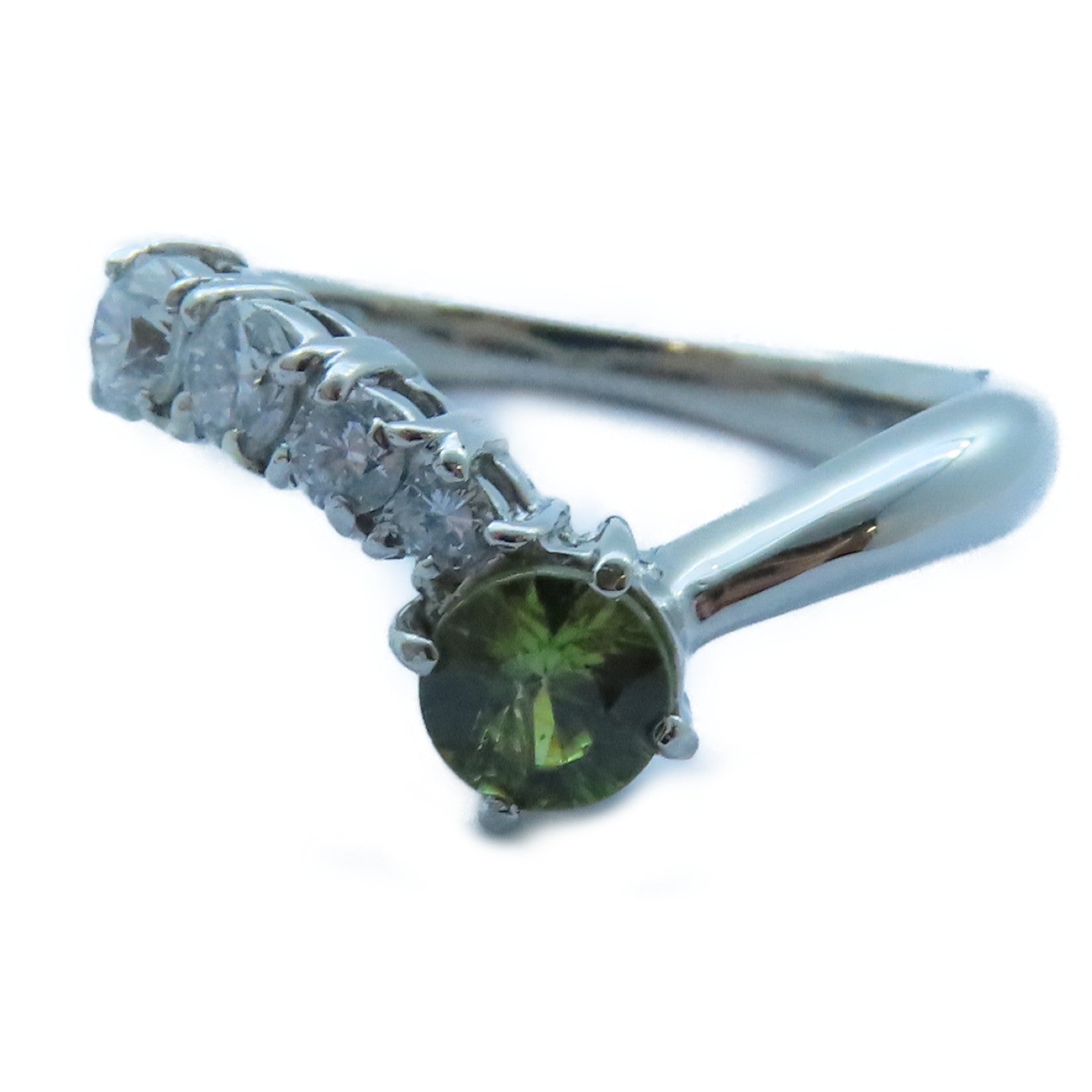 JEWELRY PT900白金Garnet/Diamond Ring 0.401ct石榴石/0.34ct鑽石戒指US#5.25