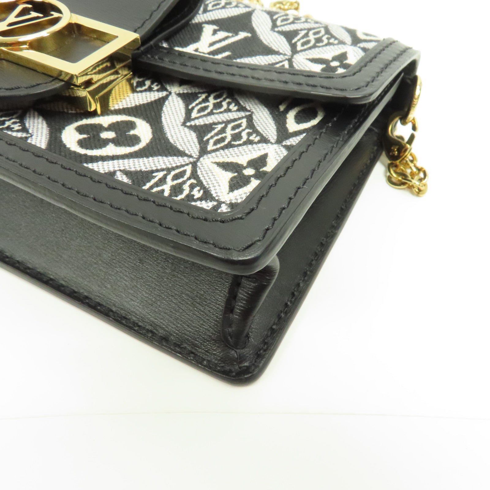 LOUIS VUITTON 【激減優惠】Monogram Jacquard Since 1854 Dauphine金扣鏈帶肩背袋黑色