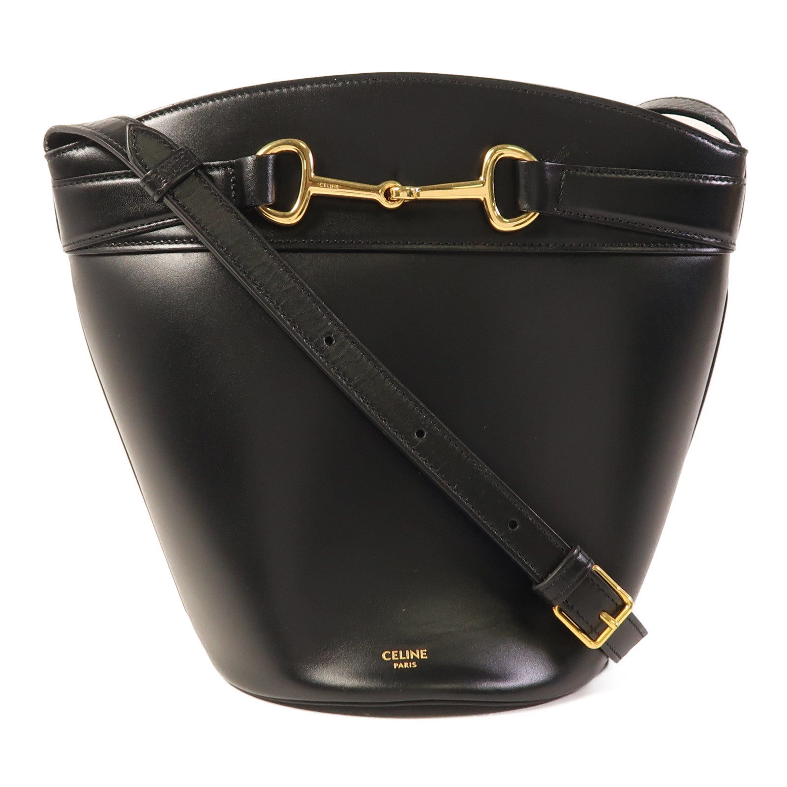 CELINE 牛皮皮革Bucket Bag金扣肩背袋